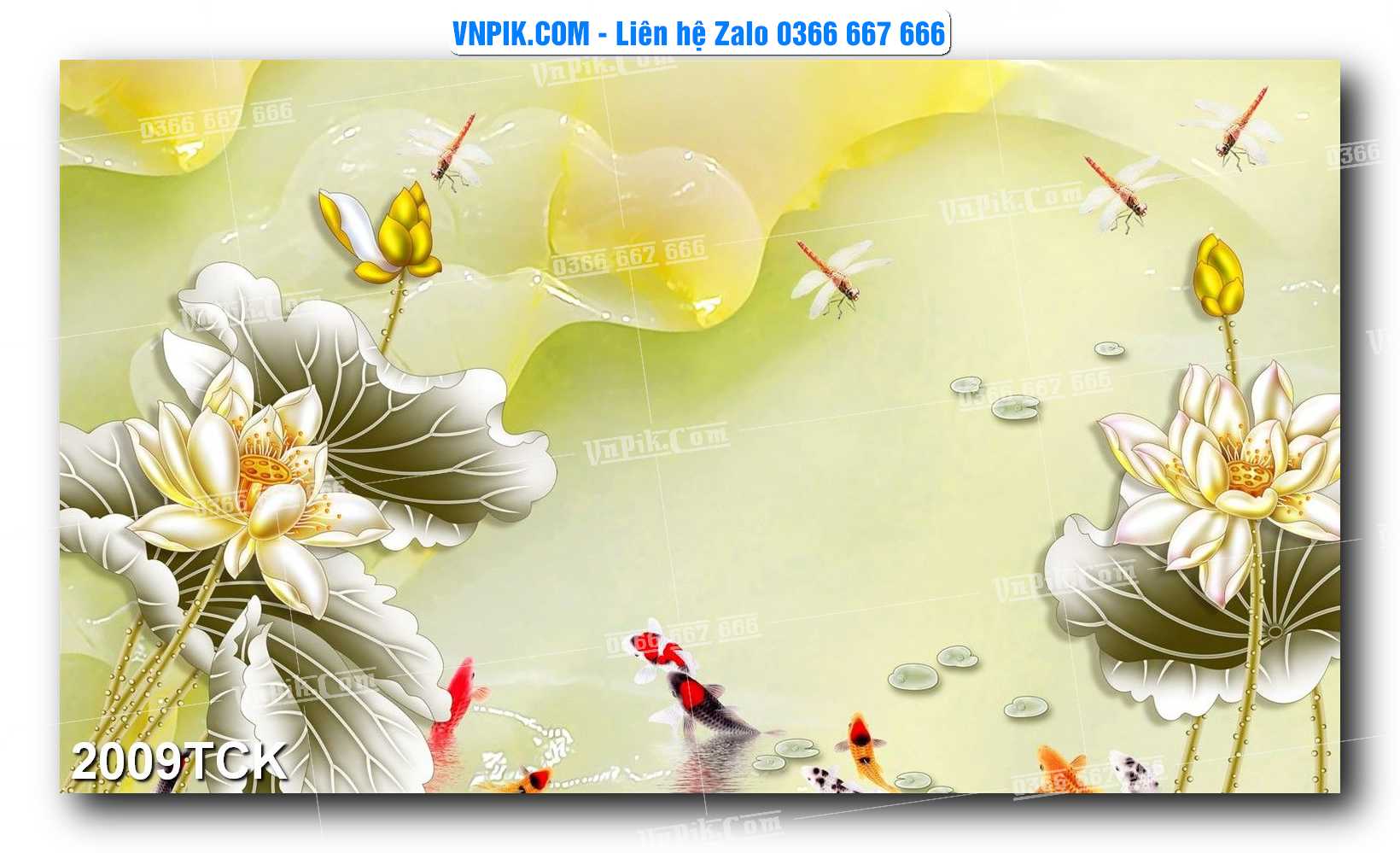 Tranh Hoa Sen – Cá Koi – Cá Chép 2009TCK