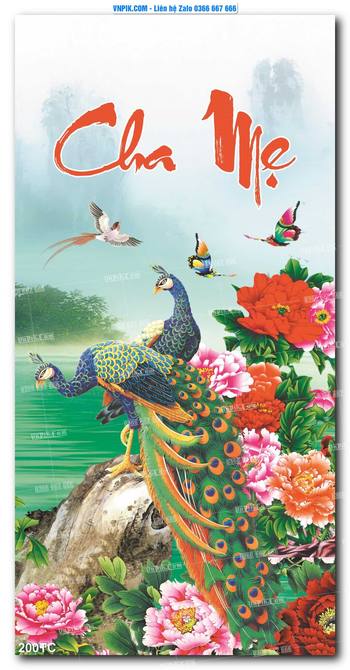 Tranh Treo Tường – Chim Công Hoa Mẫu Đơn 200TC