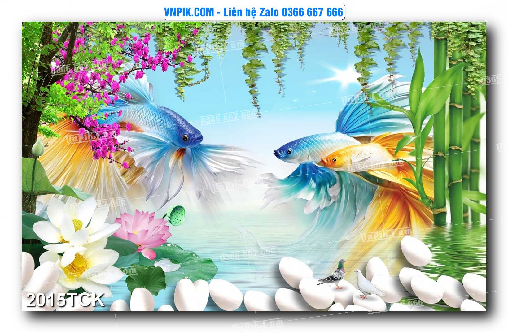 Tranh Hoa Sen – Cá Koi – Cá Chép 2015TCK