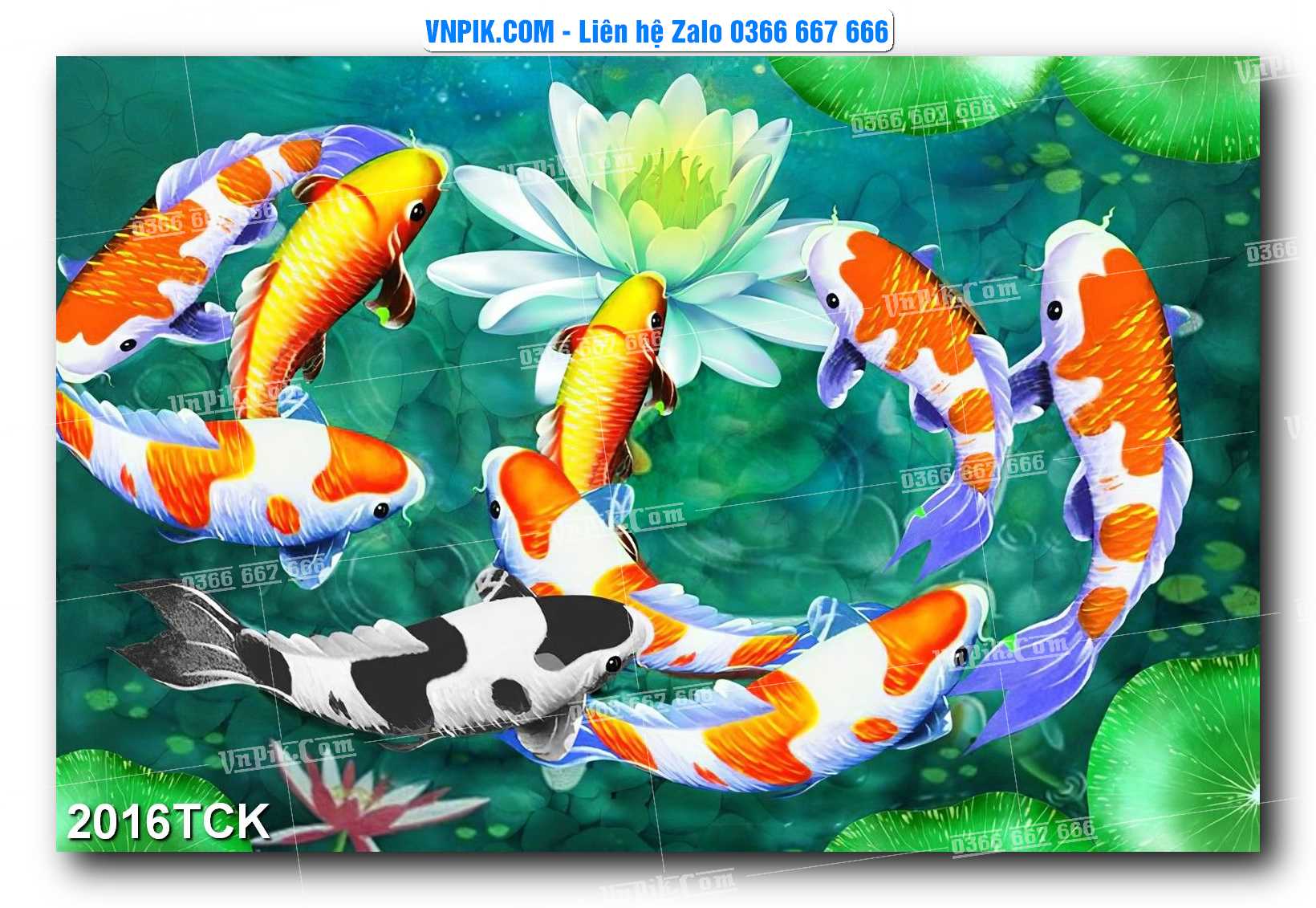 Tranh Hoa Sen – Cá Koi – Cá Chép 2016TCK