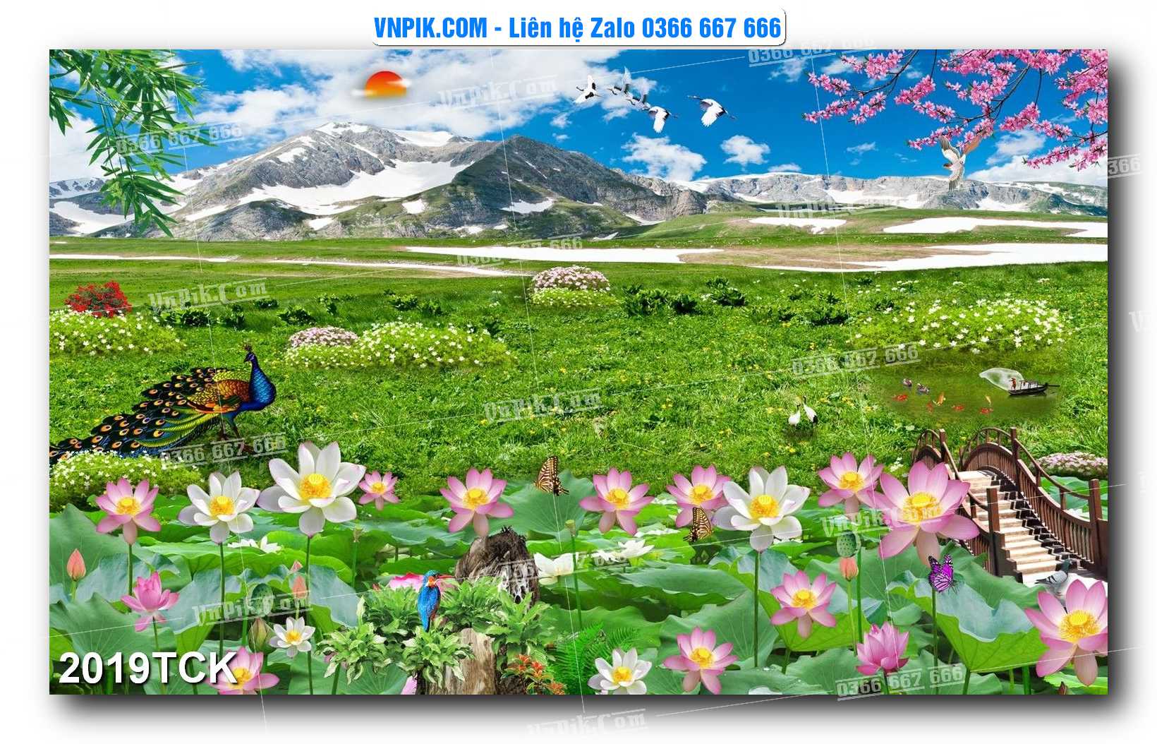 Tranh Hoa Sen – Cá Koi – Cá Chép 2019TCK