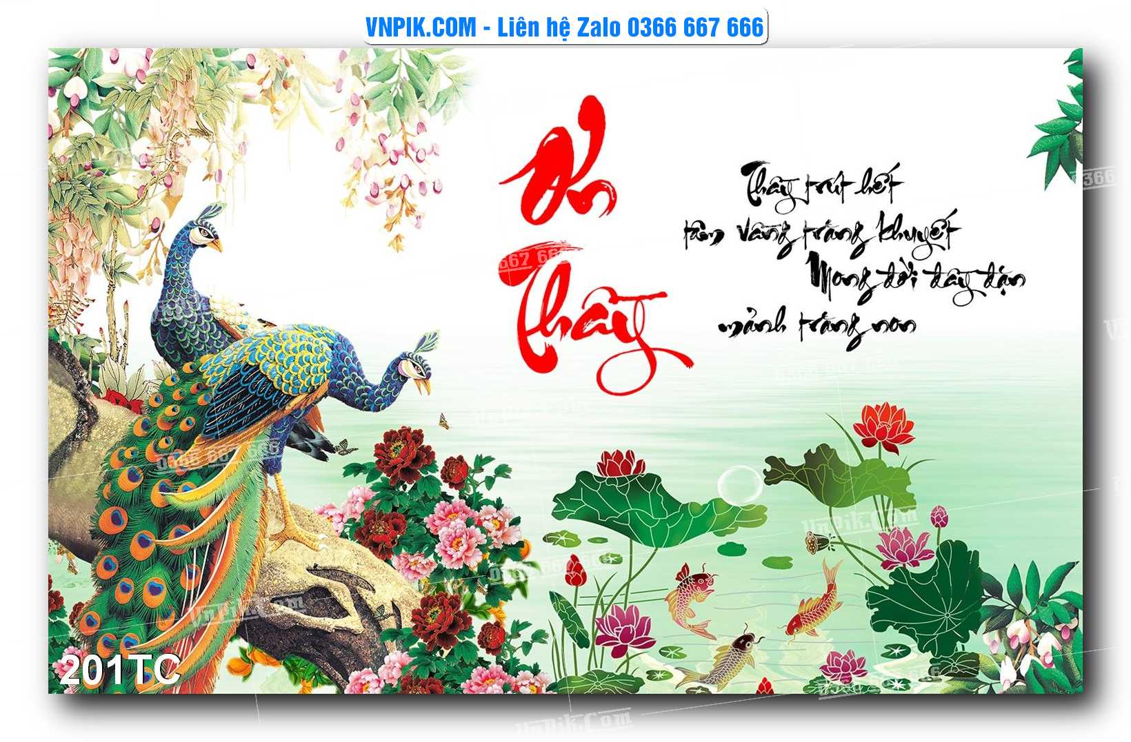 Tranh Treo Tường – Chim Công Hoa Mẫu Đơn 201TC