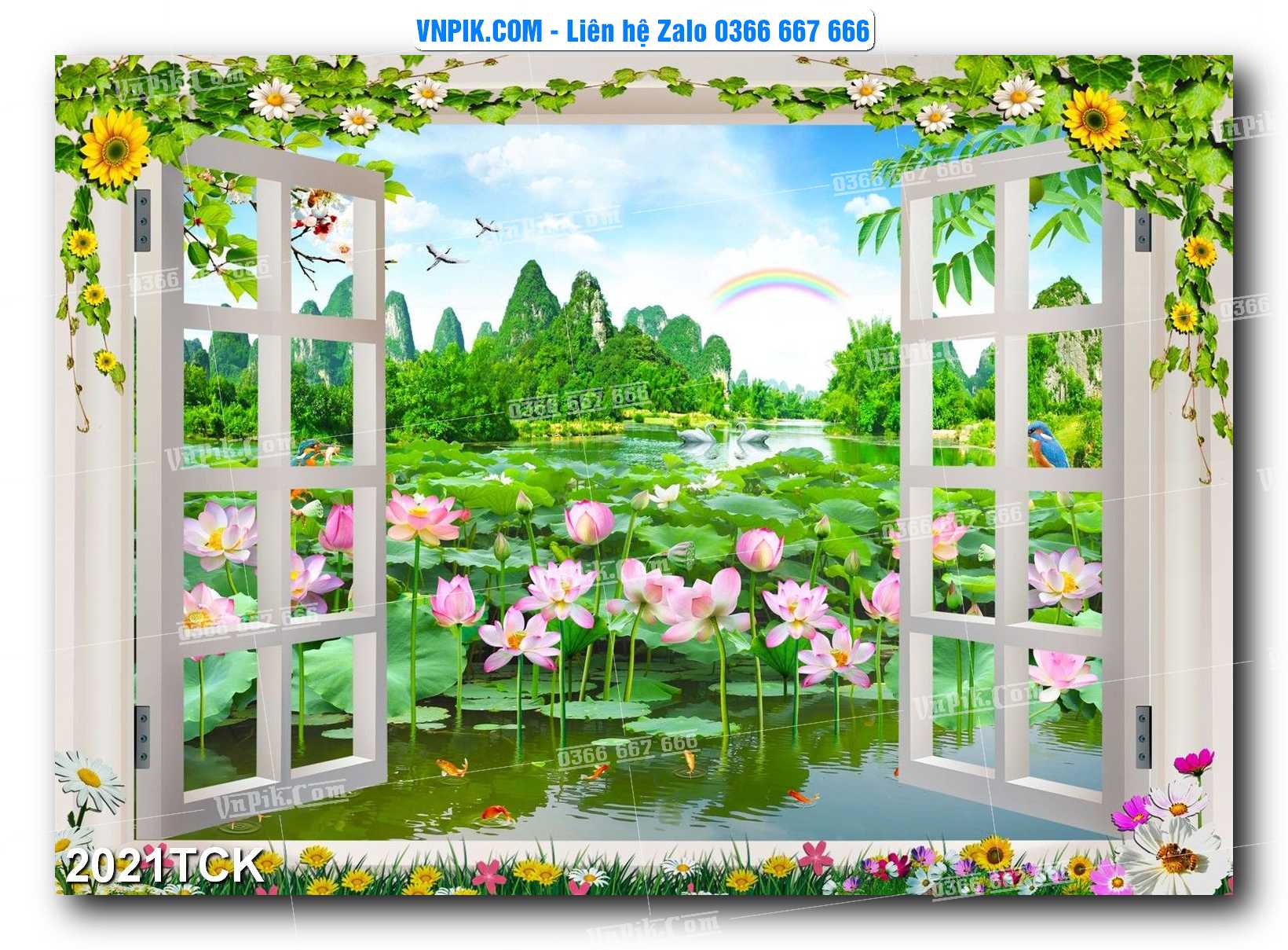 Tranh Hoa Sen – Cá Koi – Cá Chép 2021TCK