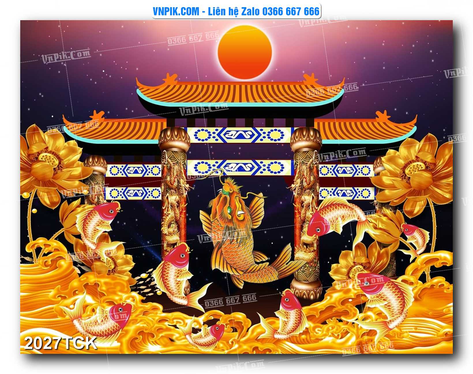 Tranh Hoa Sen – Cá Koi – Cá Chép 2027TCK