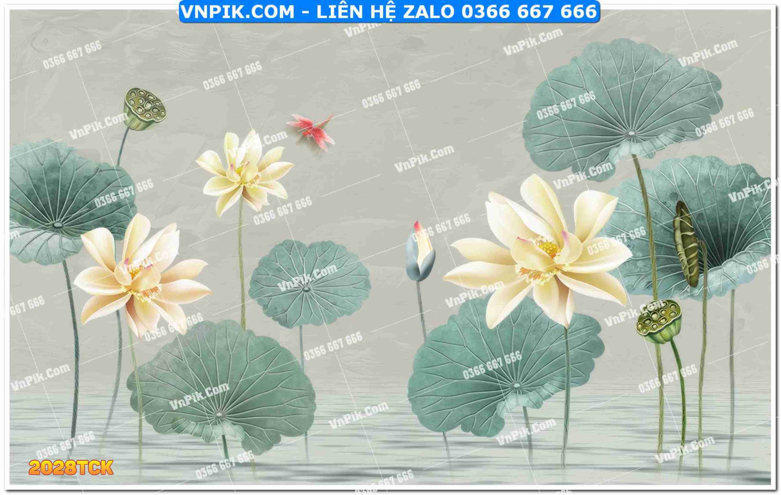 Tranh Hoa Sen – Cá Koi – Cá Chép 2028TCK