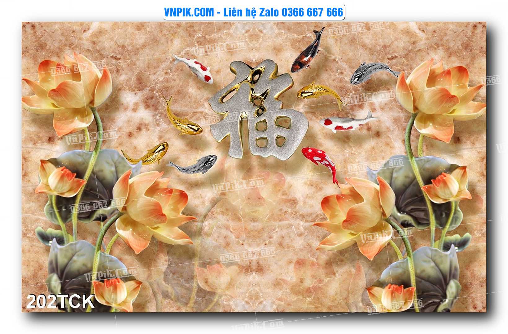 Tranh Hoa Sen – Cá Koi – Cá Chép  202TCK