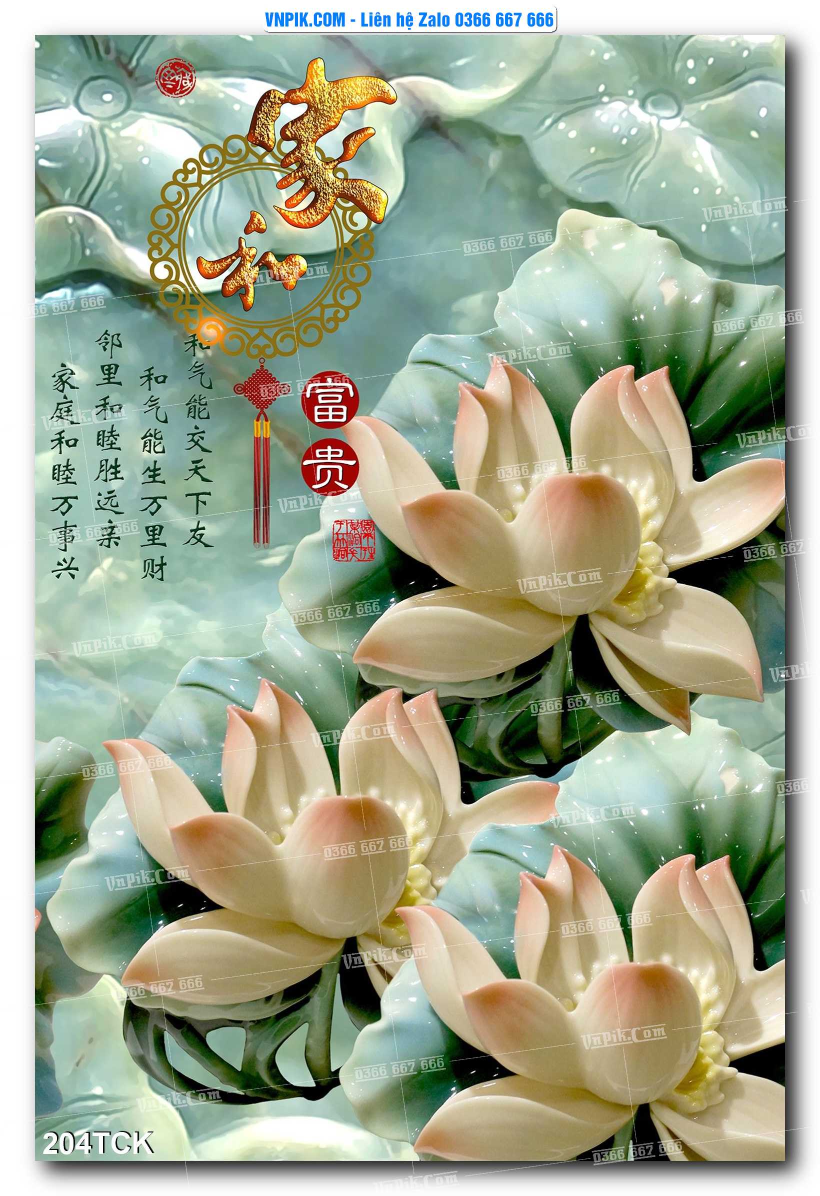 Tranh Hoa Sen – Cá Koi – Cá Chép  204TCK