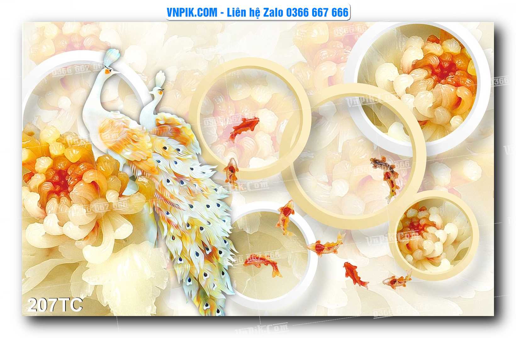 Tranh Treo Tường – Chim Công Hoa Mẫu Đơn 207TC