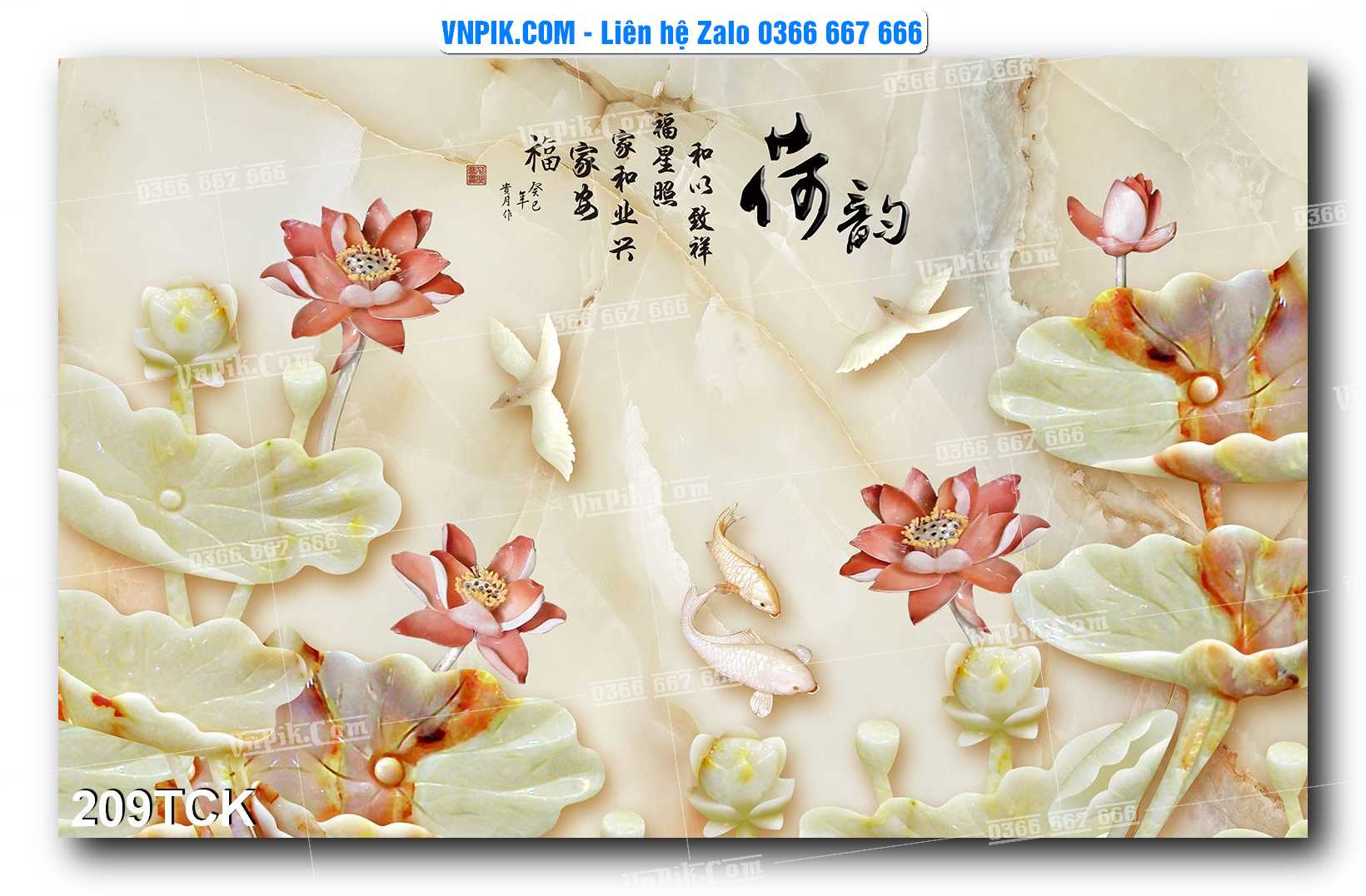 Tranh Hoa Sen – Cá Koi – Cá Chép  209TCK