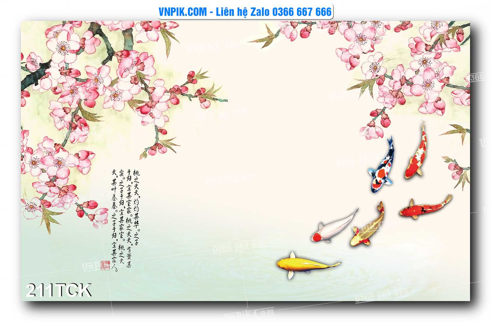 Tranh Hoa Sen – Cá Koi – Cá Chép  211TCK