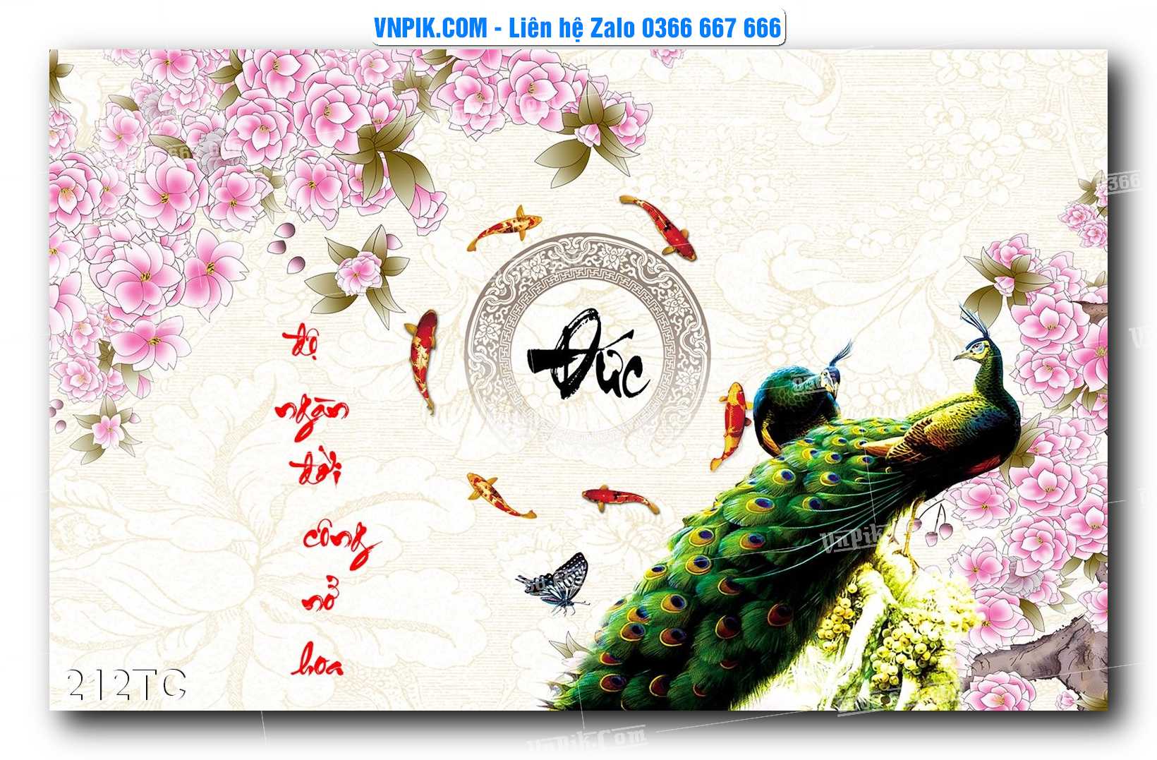 Tranh Treo Tường – Chim Công Hoa Mẫu Đơn 212TC
