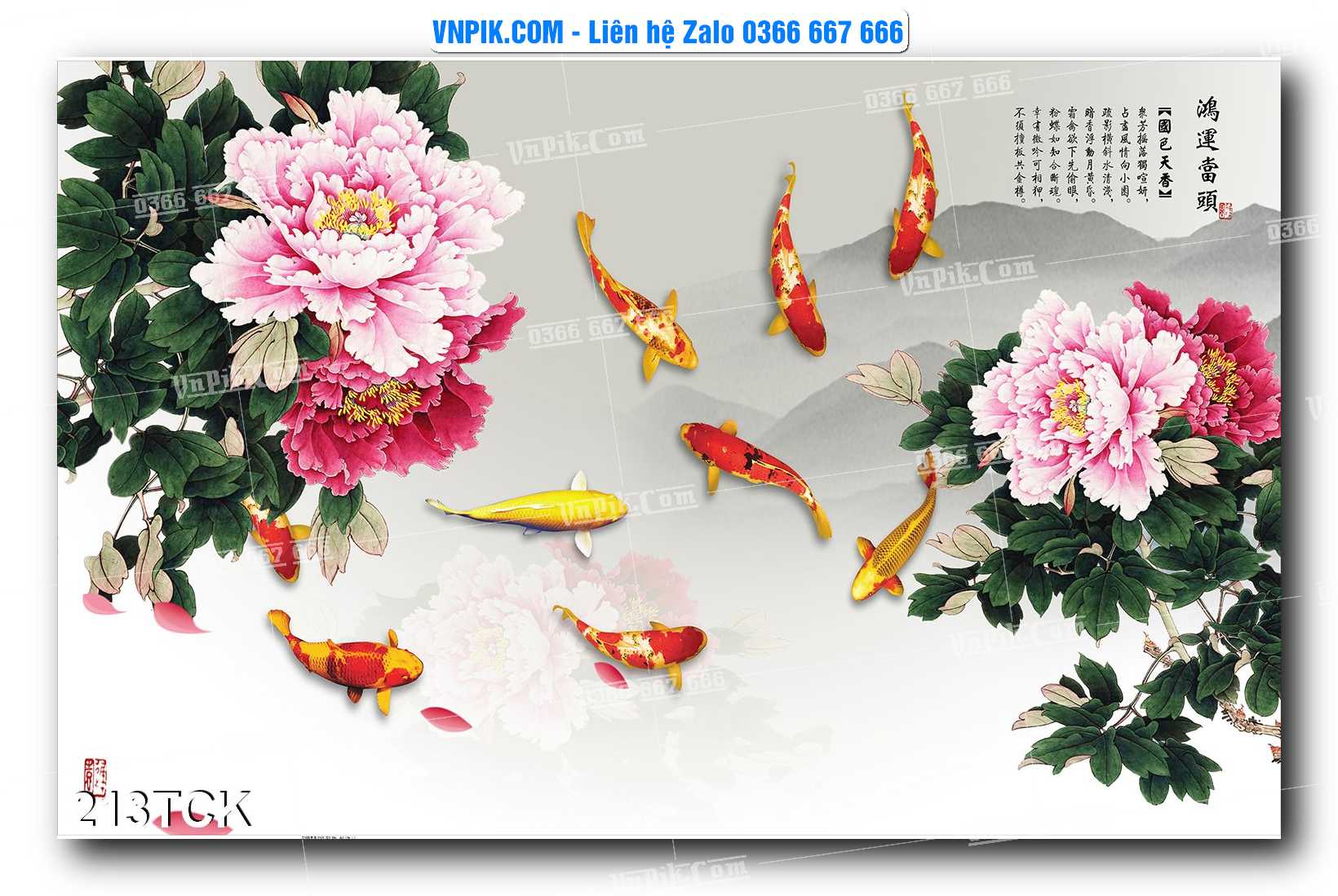 Tranh Hoa Sen – Cá Koi – Cá Chép  213TCK