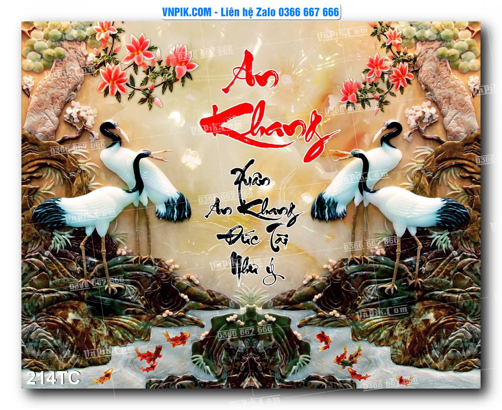 Tranh Treo Tường – Chim Công Hoa Mẫu Đơn 214TC