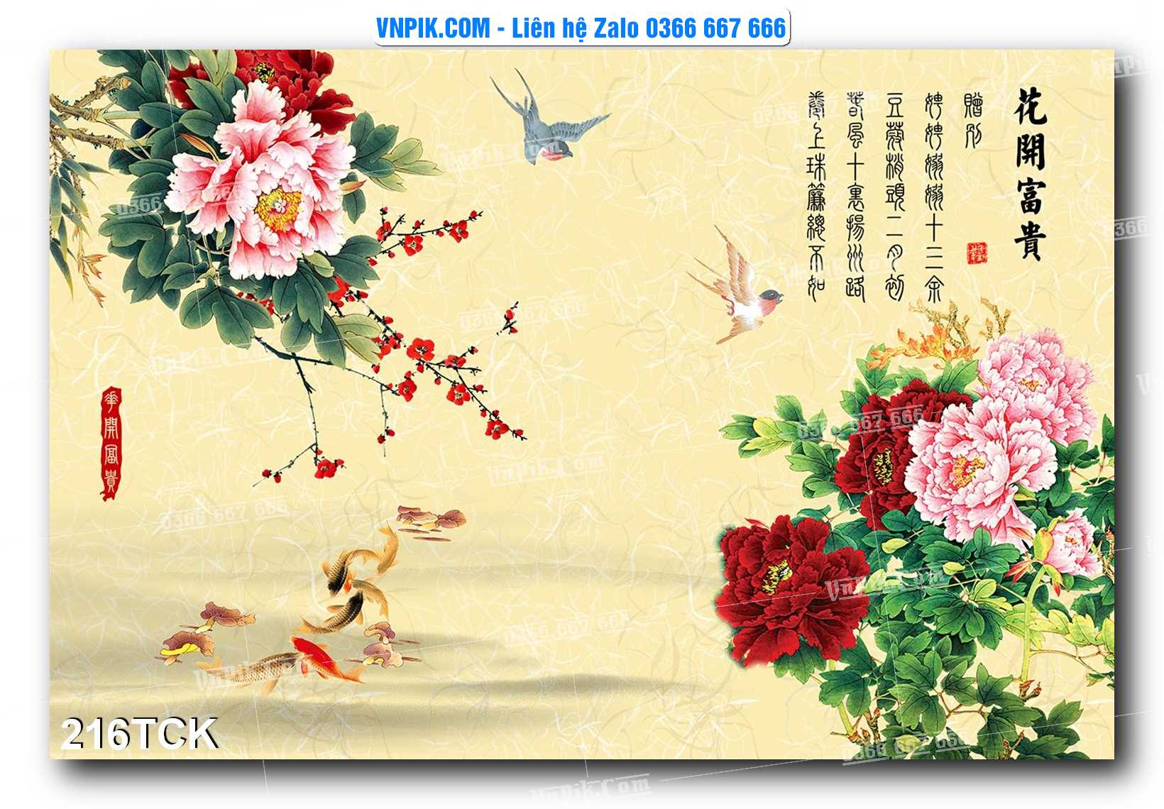 Tranh Hoa Sen – Cá Koi – Cá Chép  216TCK