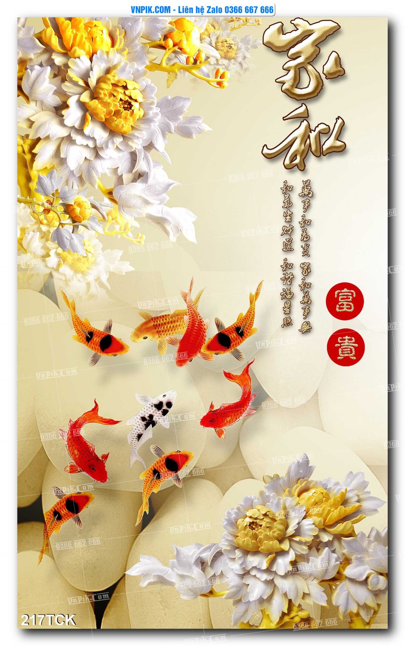 Tranh Hoa Sen – Cá Koi – Cá Chép  217TCK