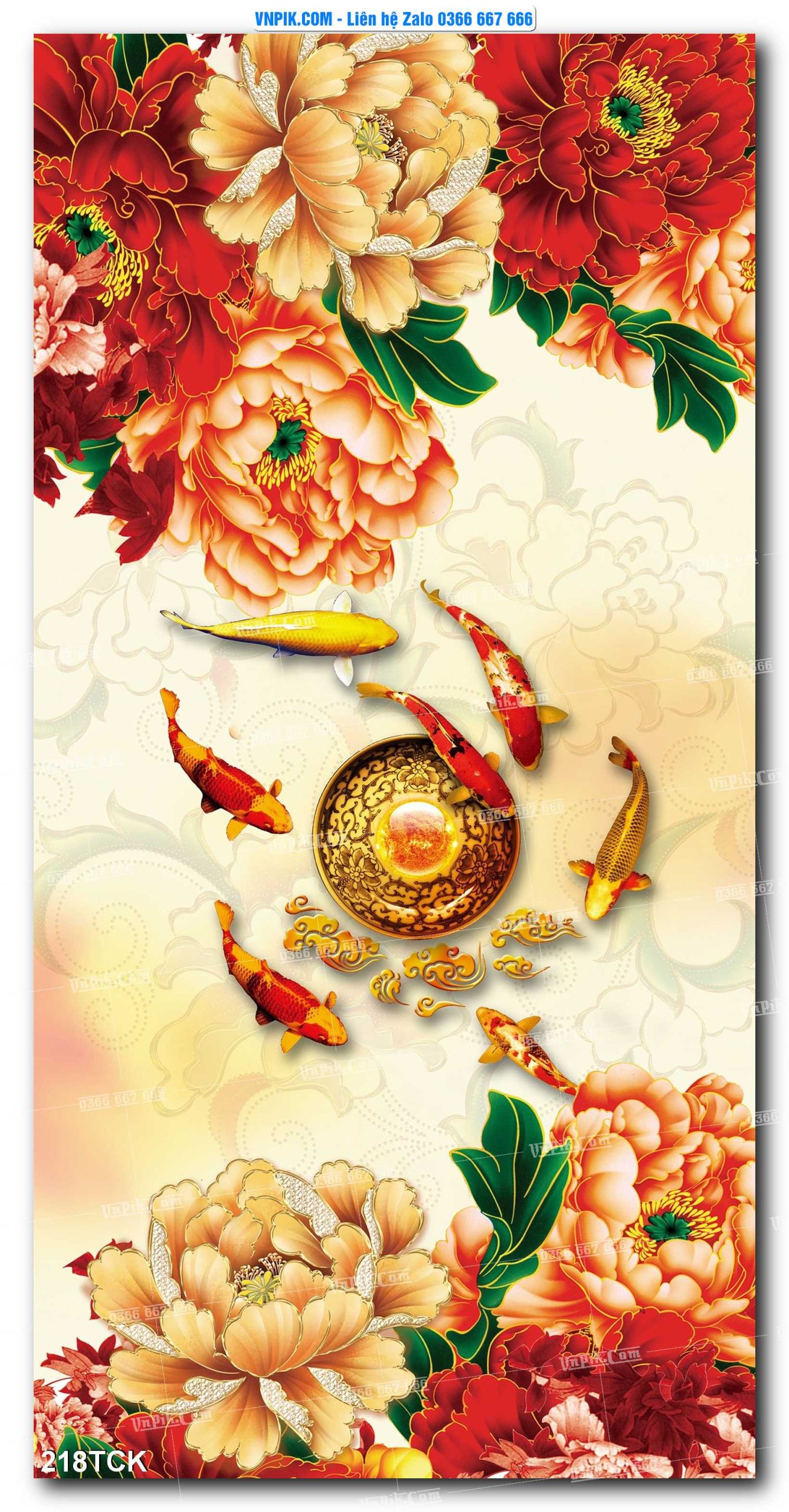 Tranh Hoa Sen – Cá Koi – Cá Chép  218TCK