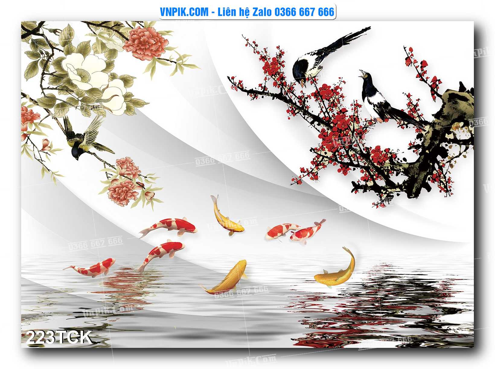 Tranh Hoa Sen – Cá Koi – Cá Chép  223TCK