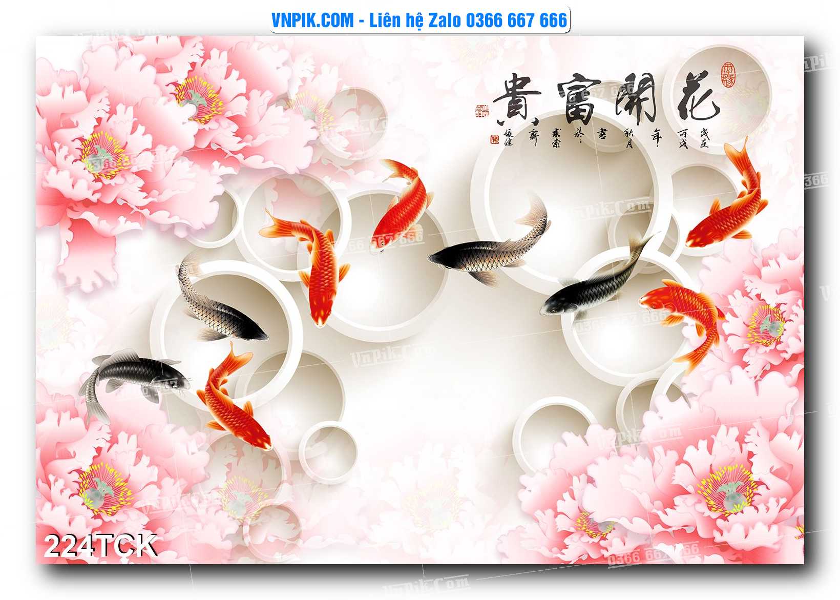Tranh Hoa Sen – Cá Koi – Cá Chép  224TCK