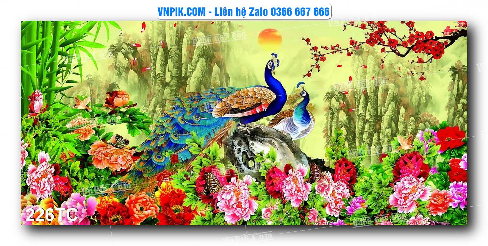 Tranh Treo Tường – Chim Công Hoa Mẫu Đơn 226TC