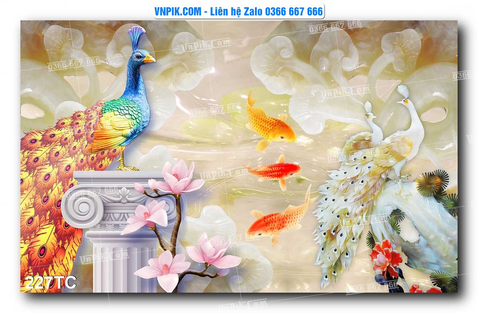 Tranh Treo Tường – Chim Công Hoa Mẫu Đơn 227TC