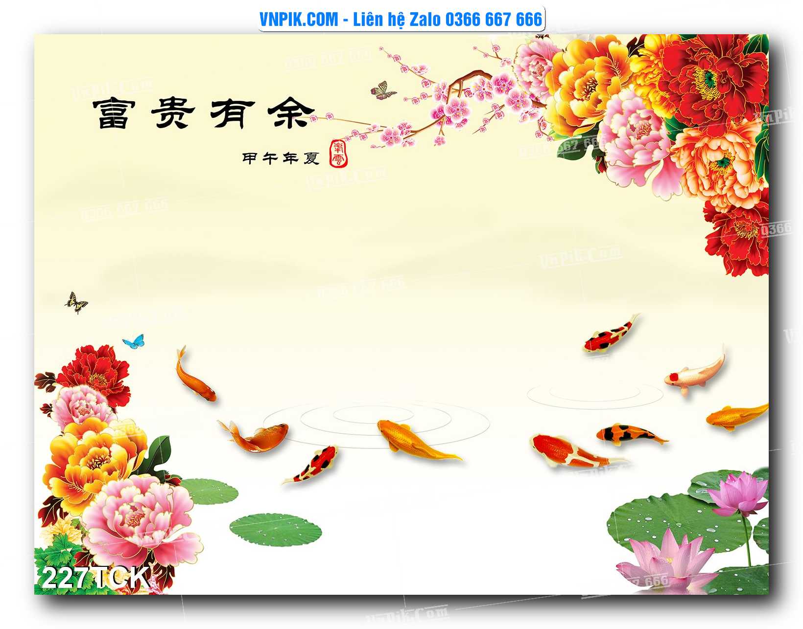 Tranh Hoa Sen – Cá Koi – Cá Chép  227TCK