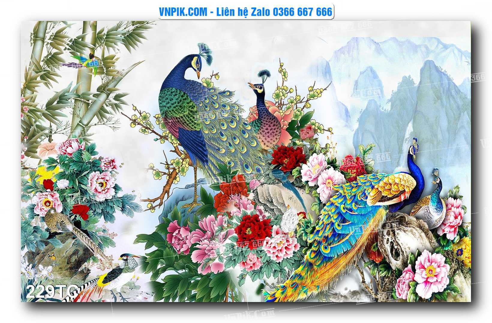Tranh Treo Tường – Chim Công Hoa Mẫu Đơn 229TC