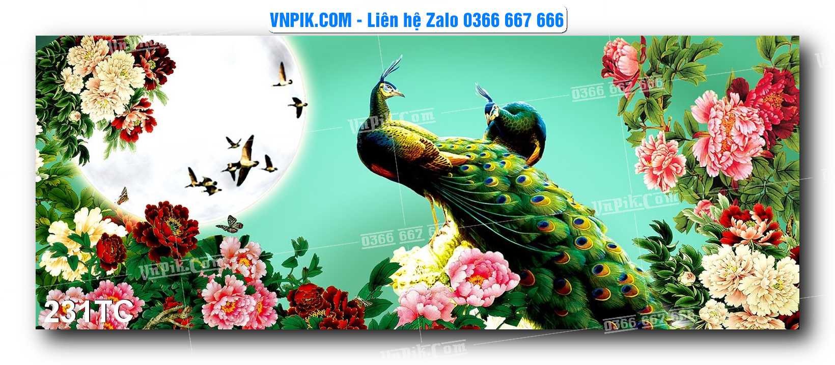 Tranh Treo Tường – Chim Công Hoa Mẫu Đơn 231TC