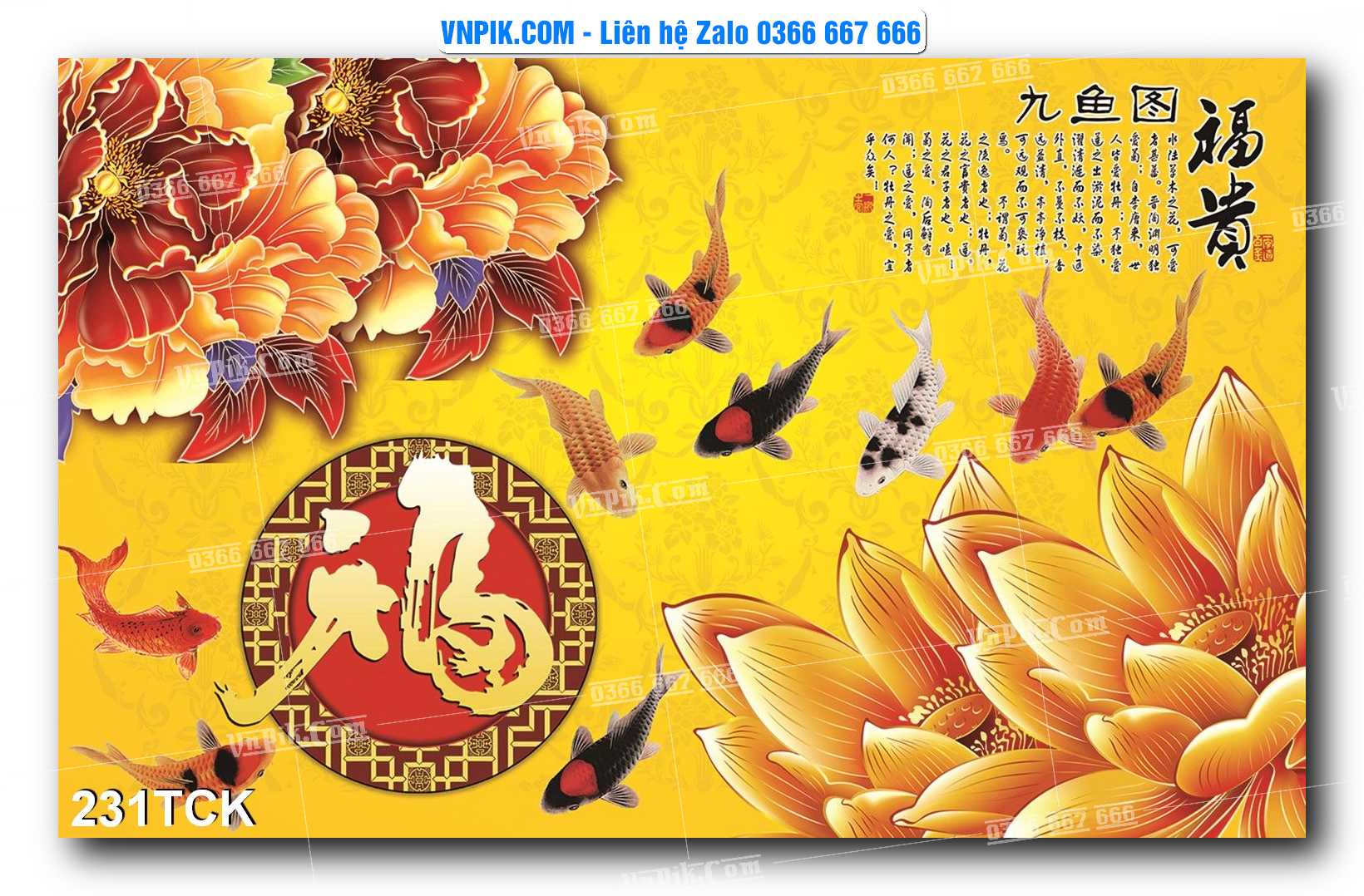 Tranh Hoa Sen – Cá Koi – Cá Chép  231TCK