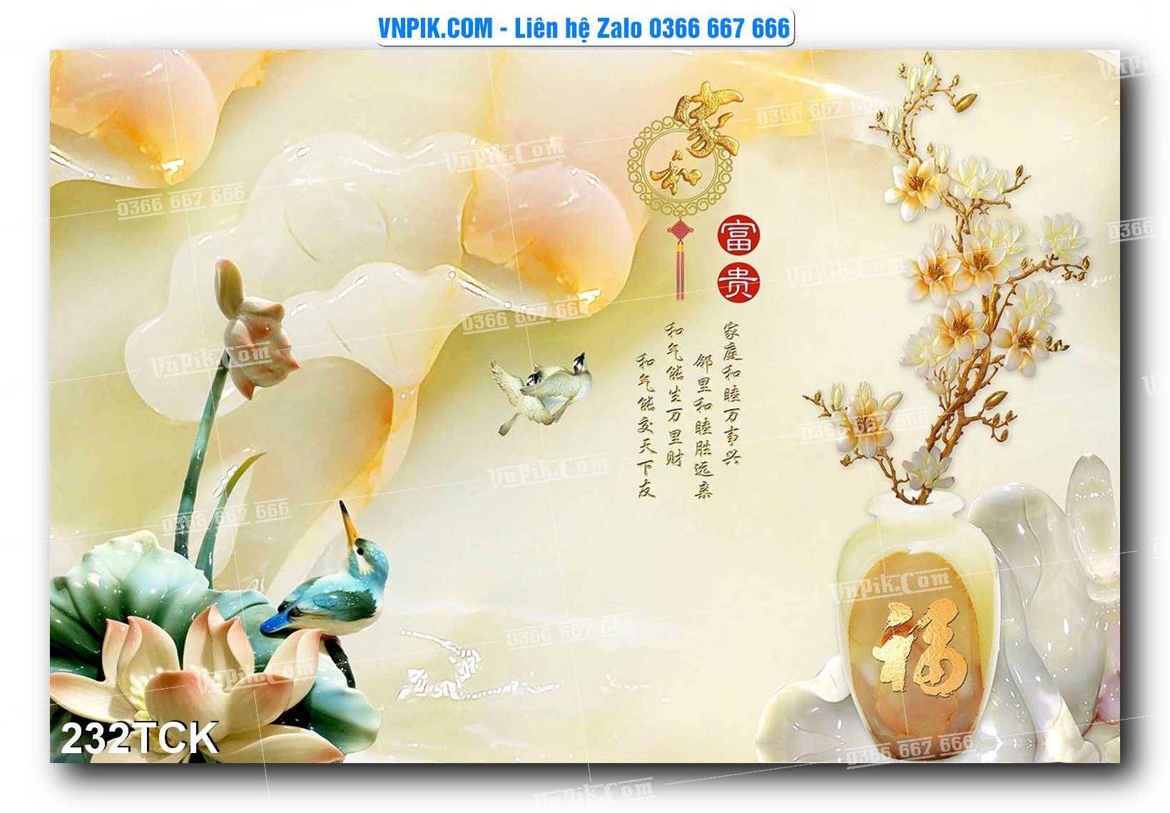 Tranh Hoa Sen – Cá Koi – Cá Chép  232TCK