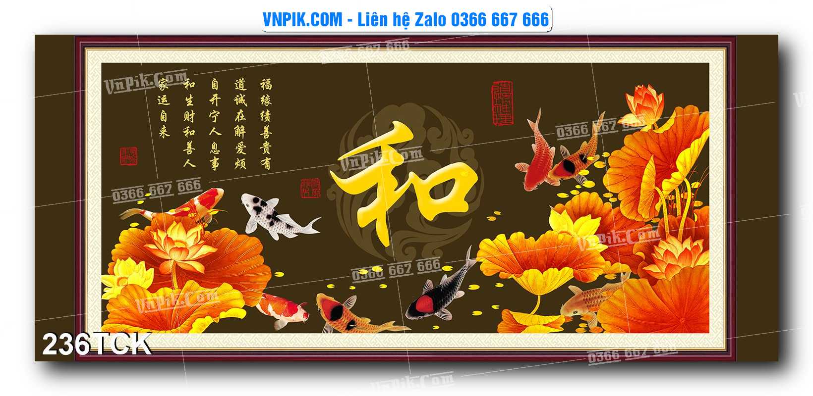 Tranh Hoa Sen – Cá Koi – Cá Chép  236TCK
