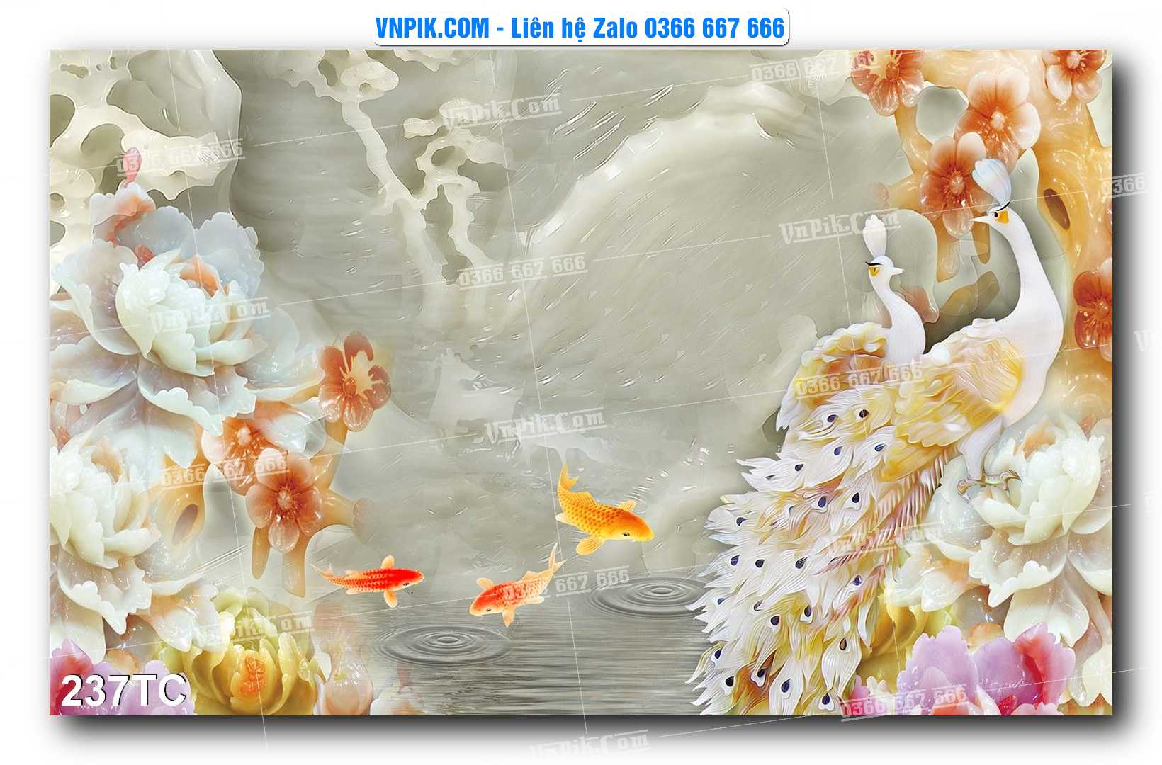 Tranh Treo Tường – Chim Công Hoa Mẫu Đơn 237TC