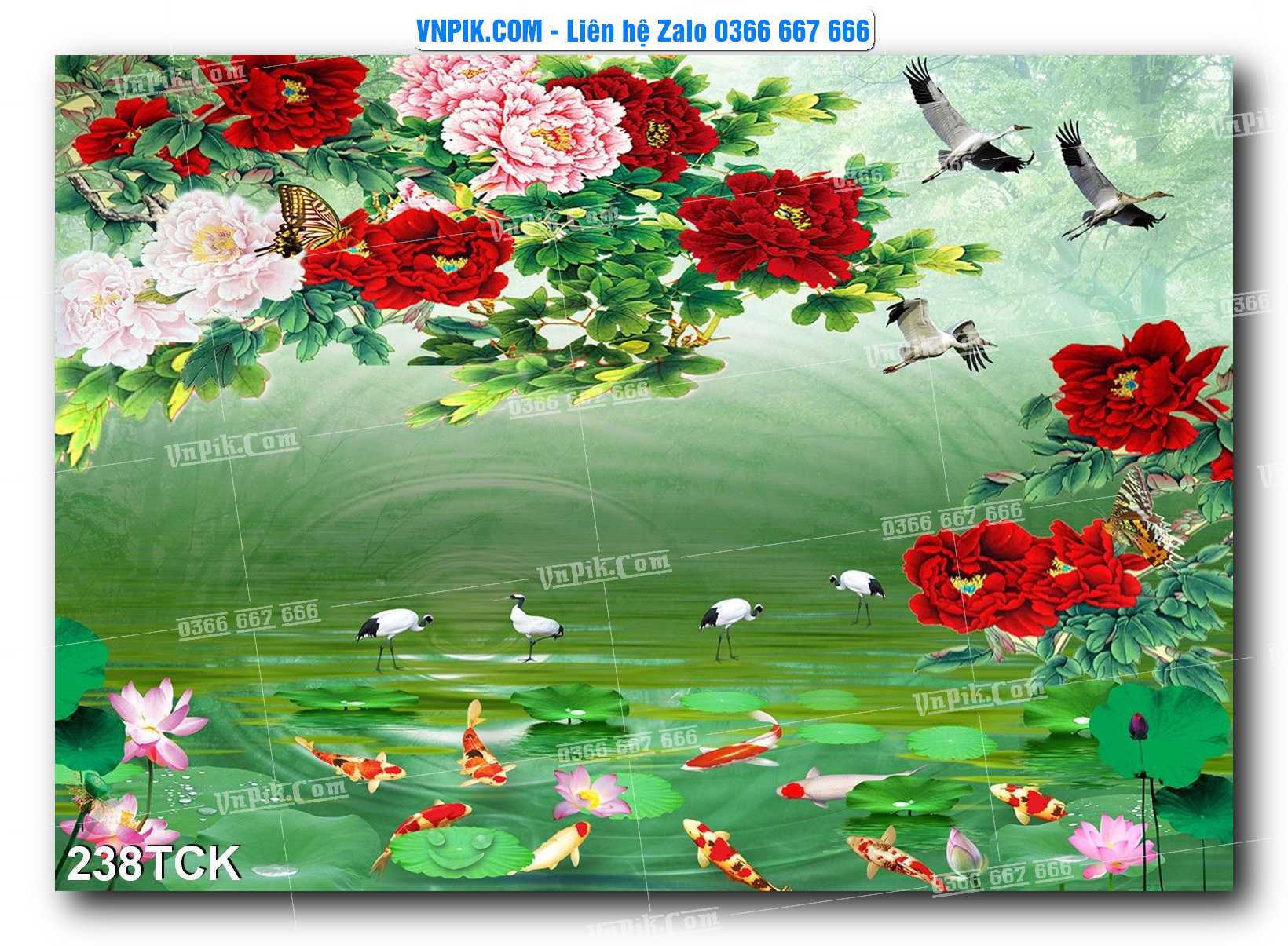 Tranh Hoa Sen – Cá Koi – Cá Chép  238TCK