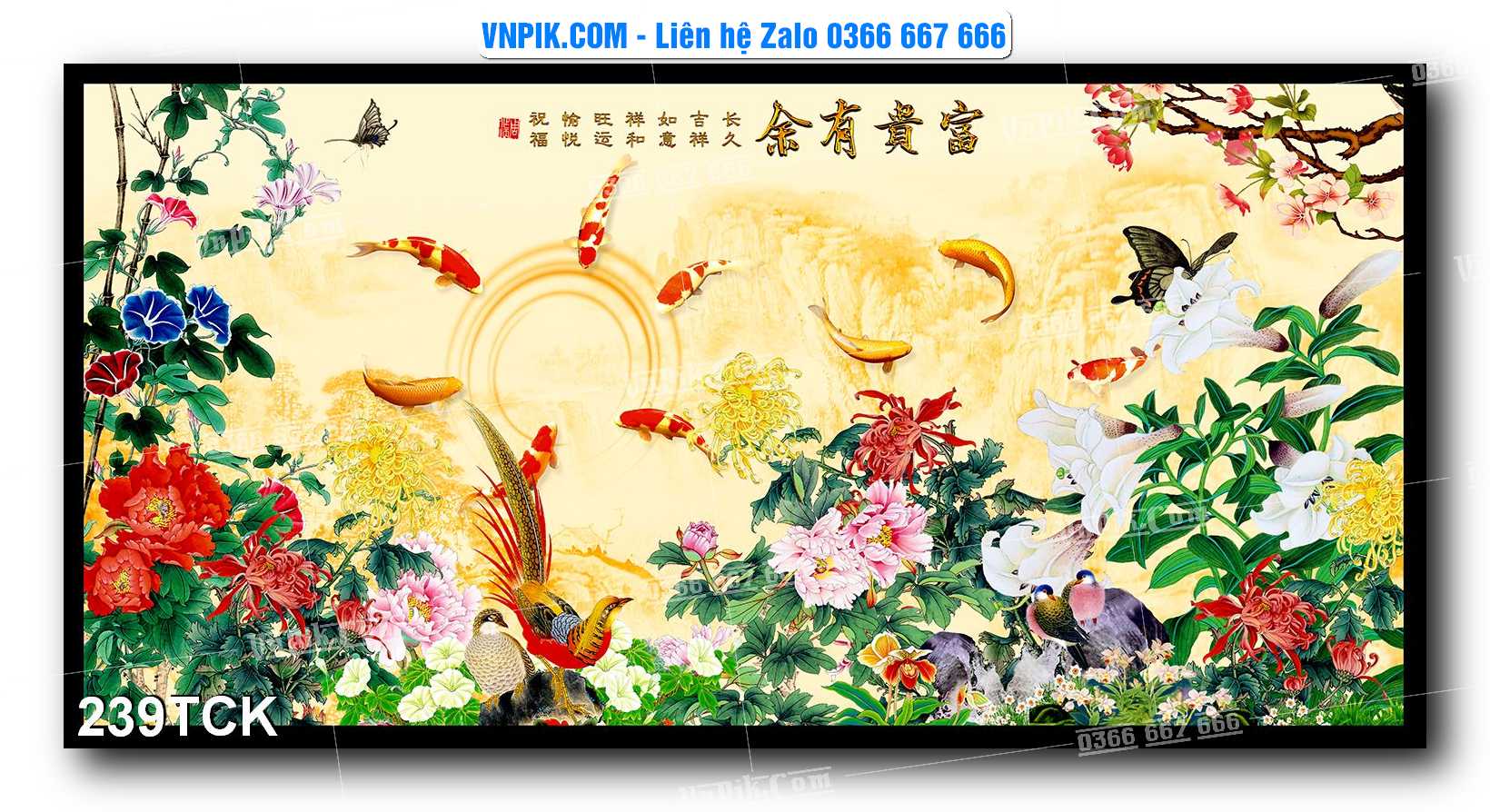 Tranh Hoa Sen – Cá Koi – Cá Chép  239TCK