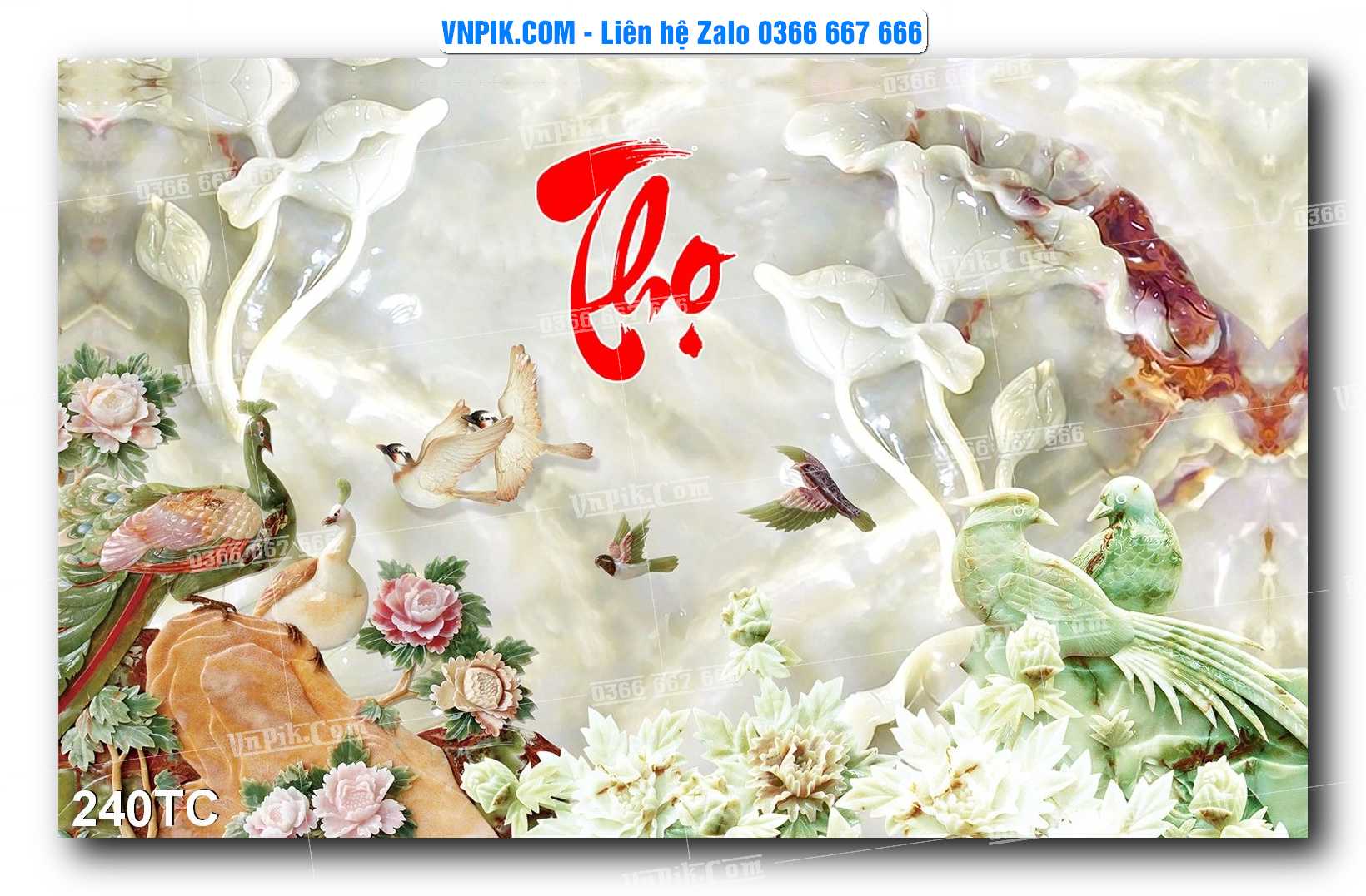 Tranh Treo Tường – Chim Công Hoa Mẫu Đơn 240TC
