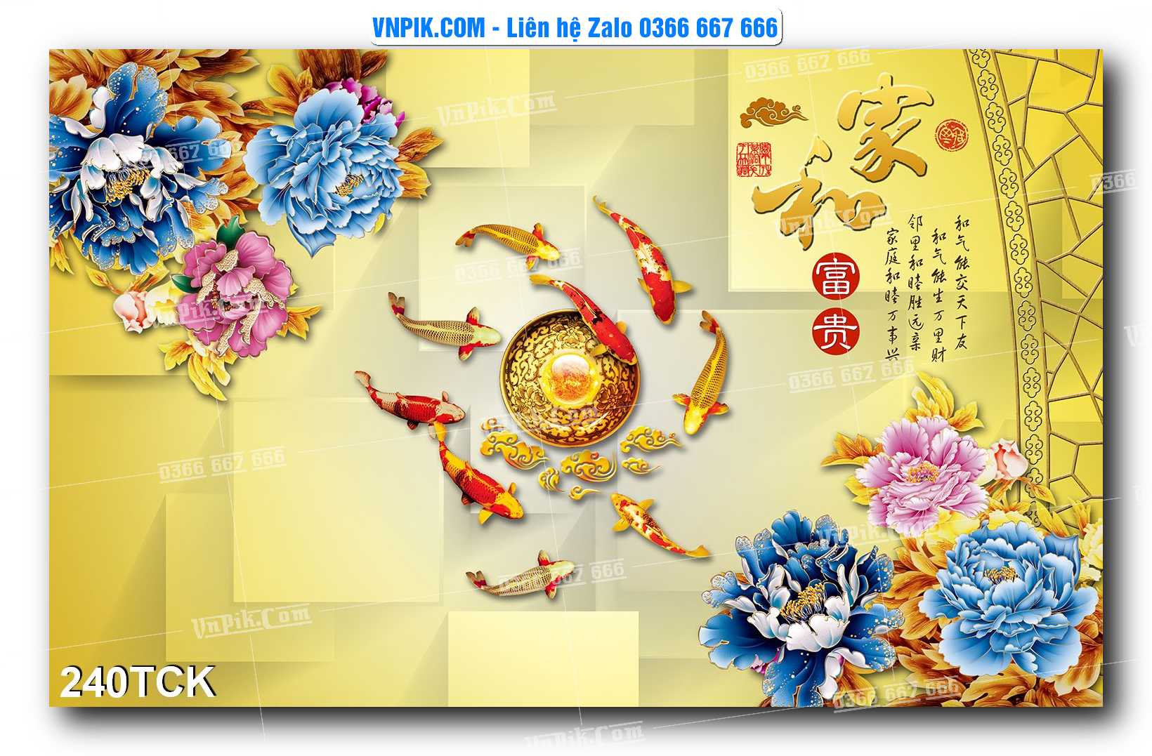 Tranh Hoa Sen – Cá Koi – Cá Chép  240TCK