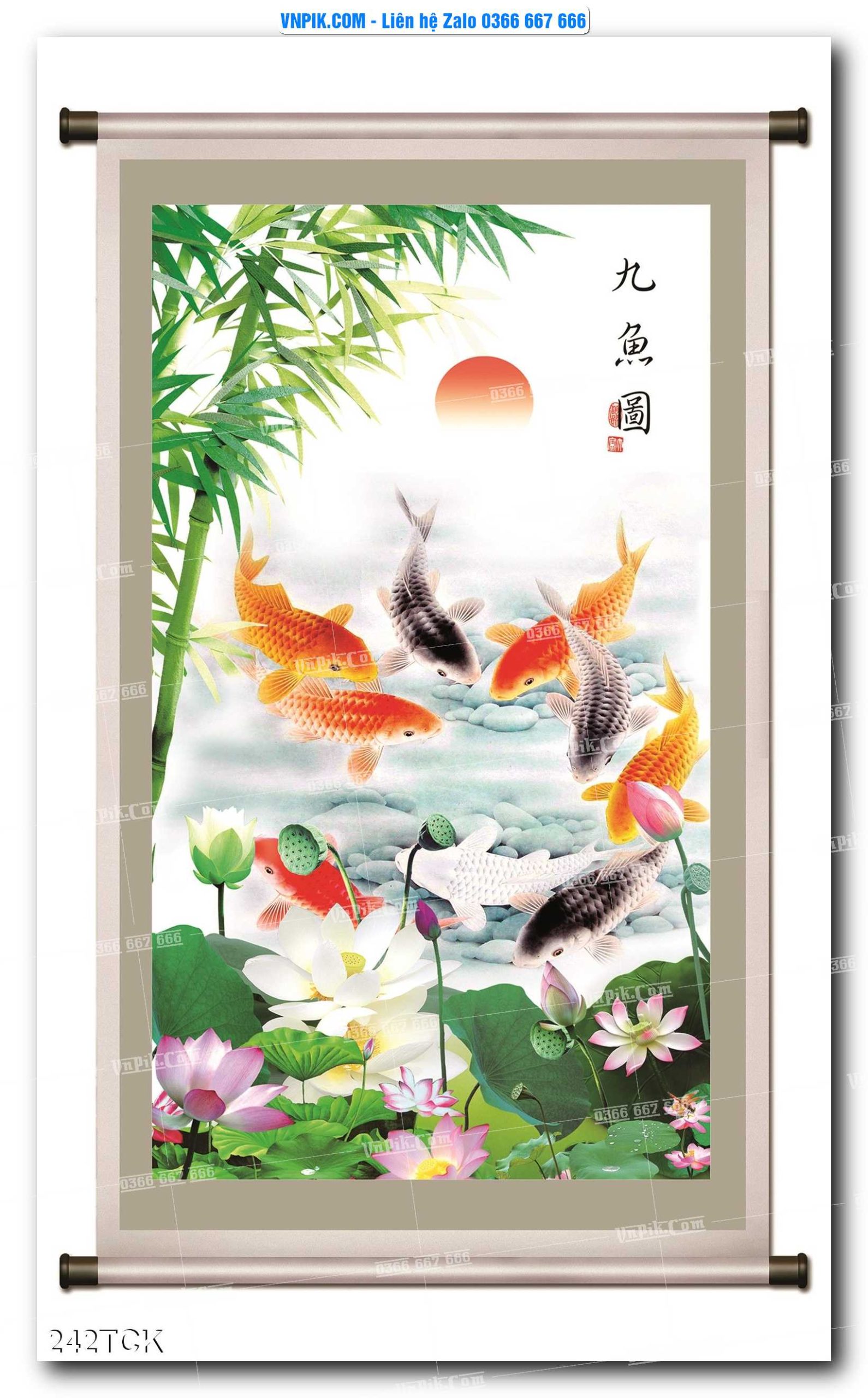 Tranh Hoa Sen – Cá Koi – Cá Chép  242TCK