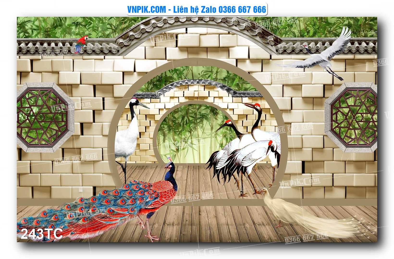 Tranh Treo Tường – Chim Công Hoa Mẫu Đơn 243TC