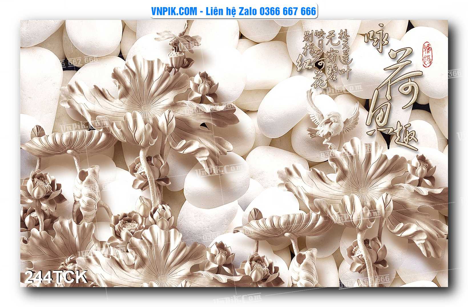 Tranh Hoa Sen – Cá Koi – Cá Chép  244TCK