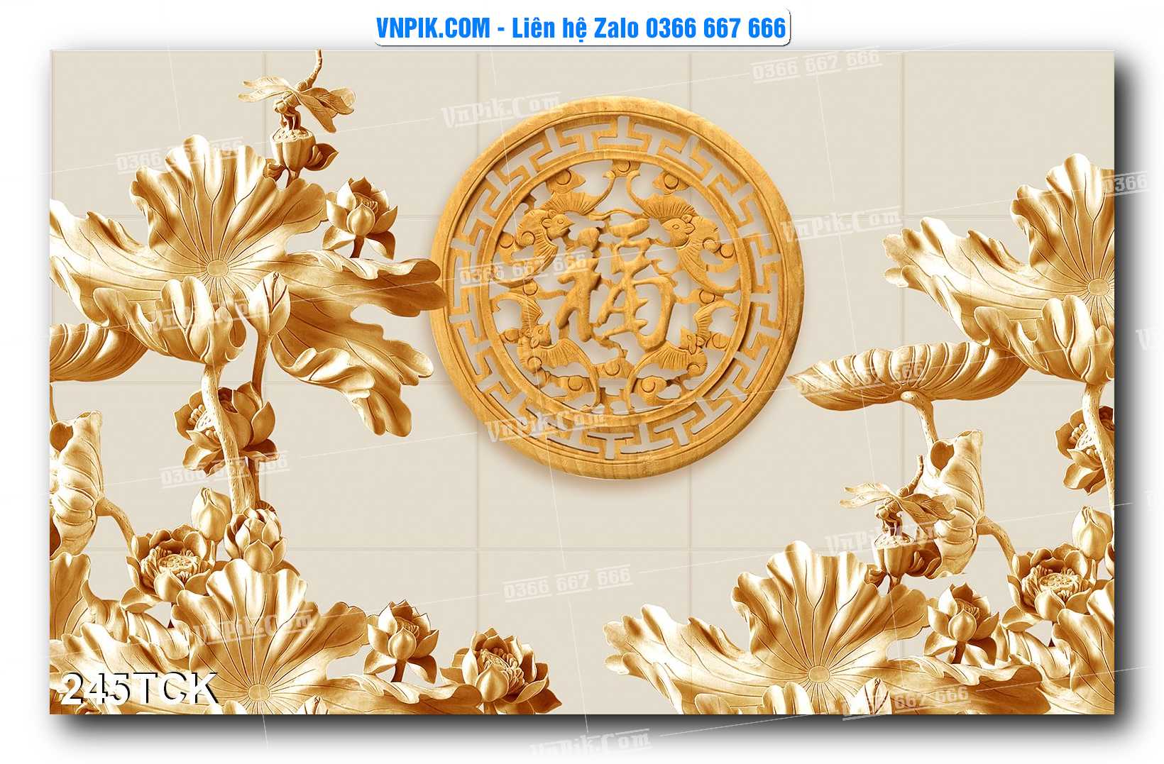 Tranh Hoa Sen – Cá Koi – Cá Chép  245TCK