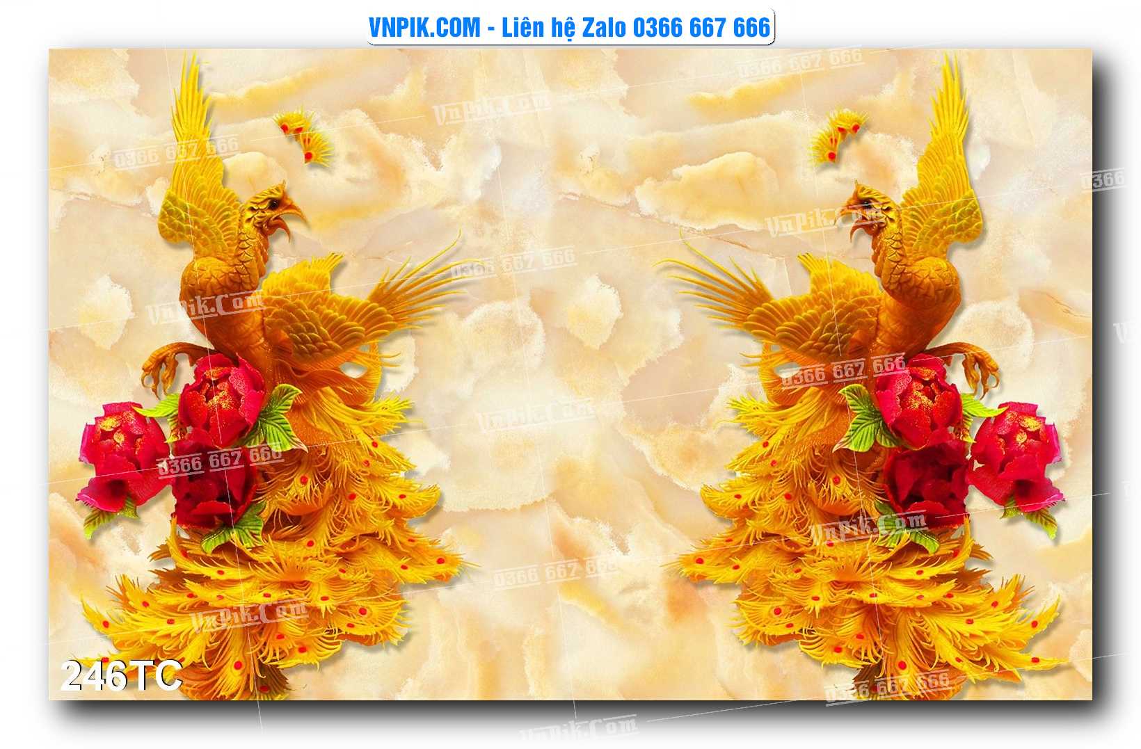 Tranh Treo Tường – Chim Công Hoa Mẫu Đơn 246TC