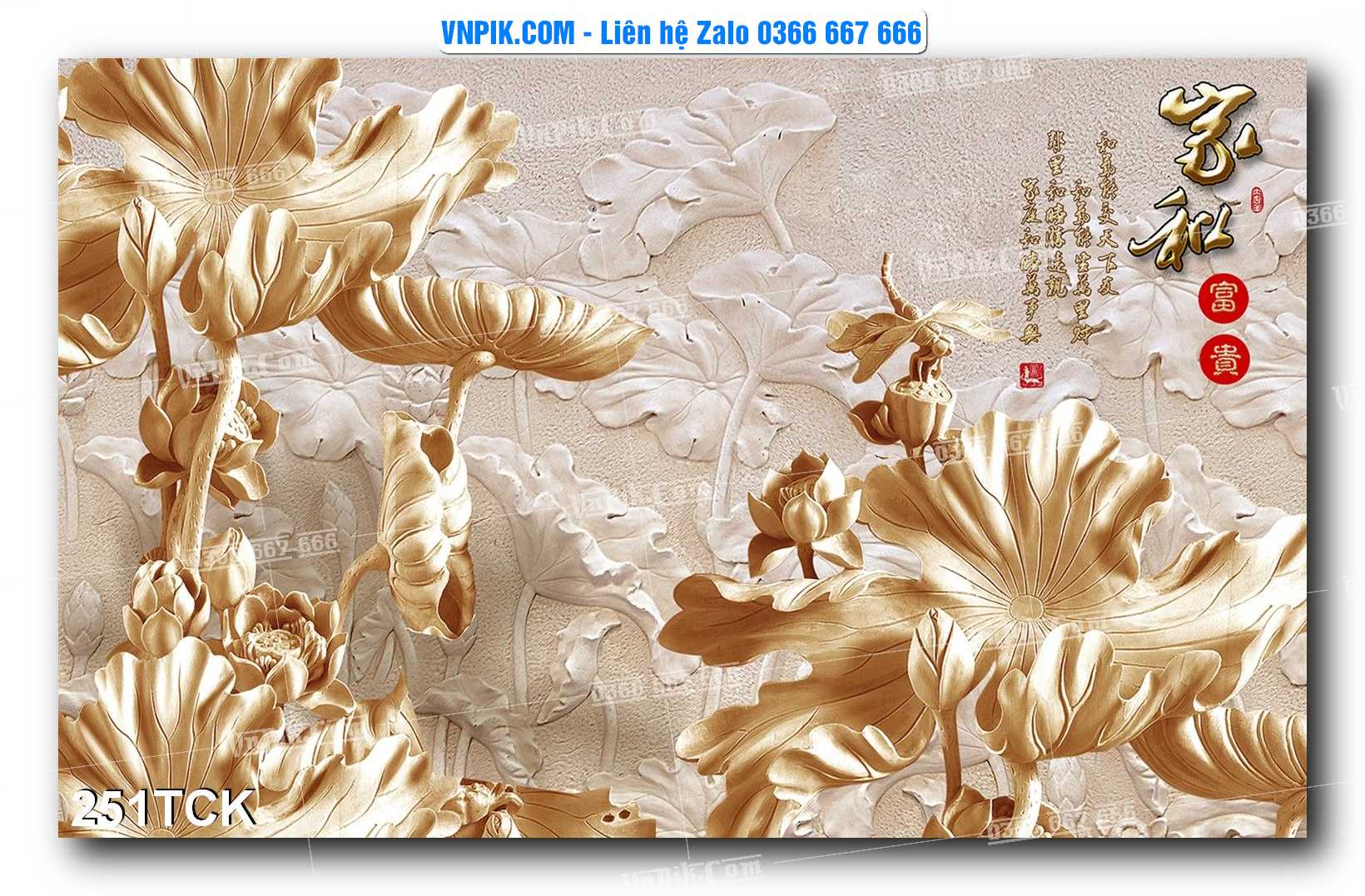 Tranh Hoa Sen – Cá Koi – Cá Chép  251TCK