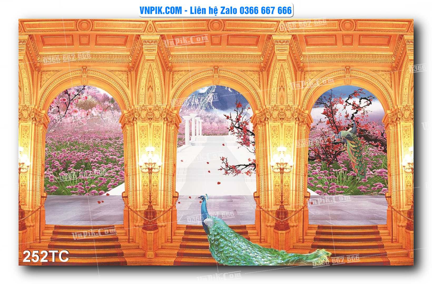 Tranh Treo Tường – Chim Công Hoa Mẫu Đơn 252TC