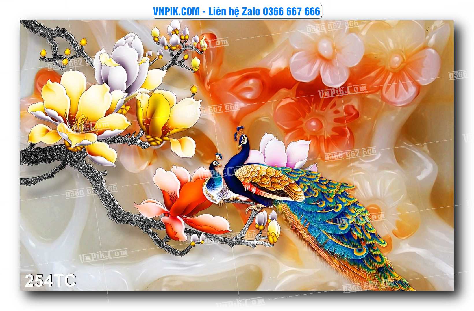 Tranh Treo Tường – Chim Công Hoa Mẫu Đơn 254TC