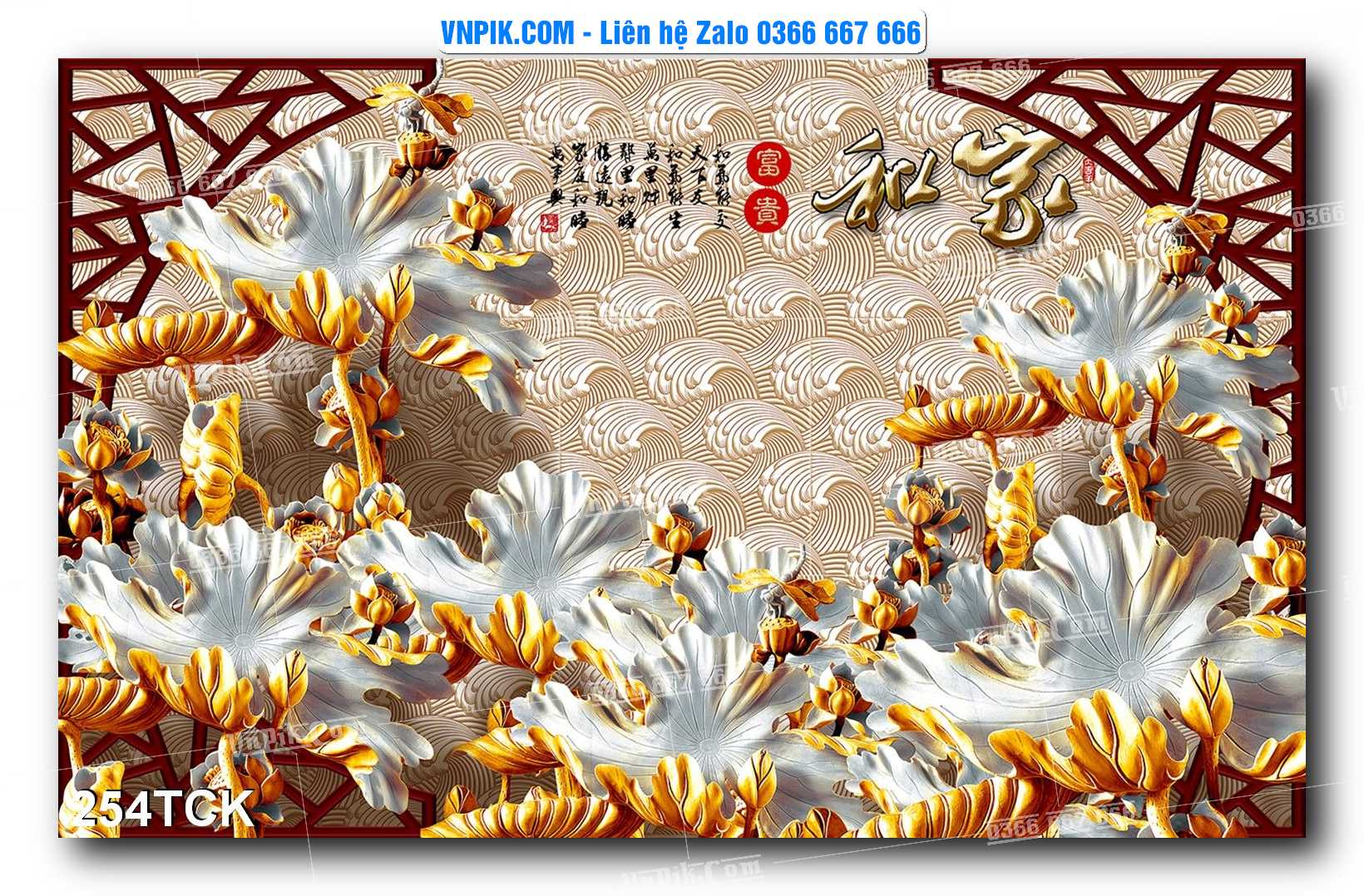 Tranh Hoa Sen – Cá Koi – Cá Chép  254TCK