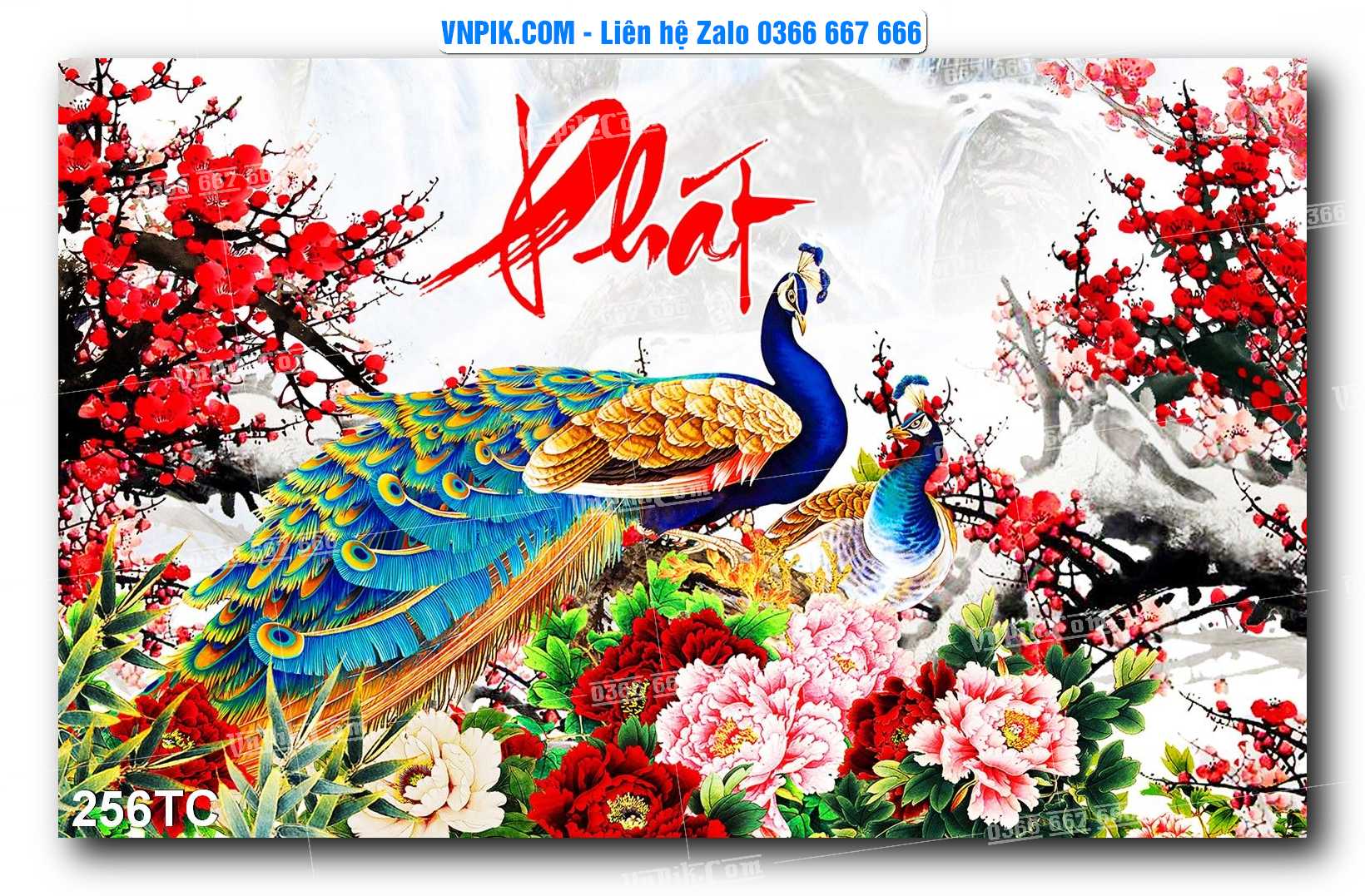 Tranh Treo Tường – Chim Công Hoa Mẫu Đơn 256TC