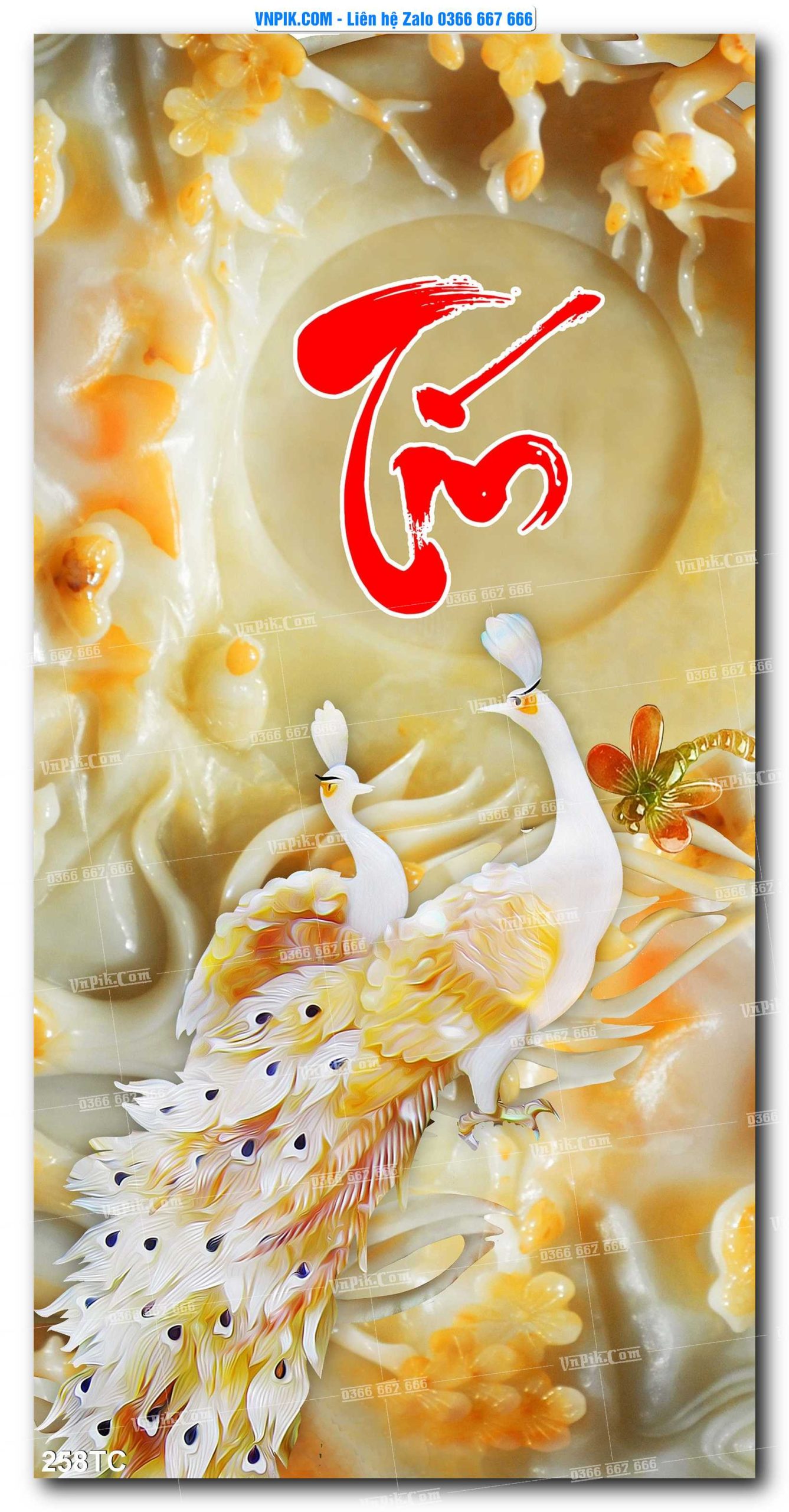 Tranh Treo Tường – Chim Công Hoa Mẫu Đơn 258TC