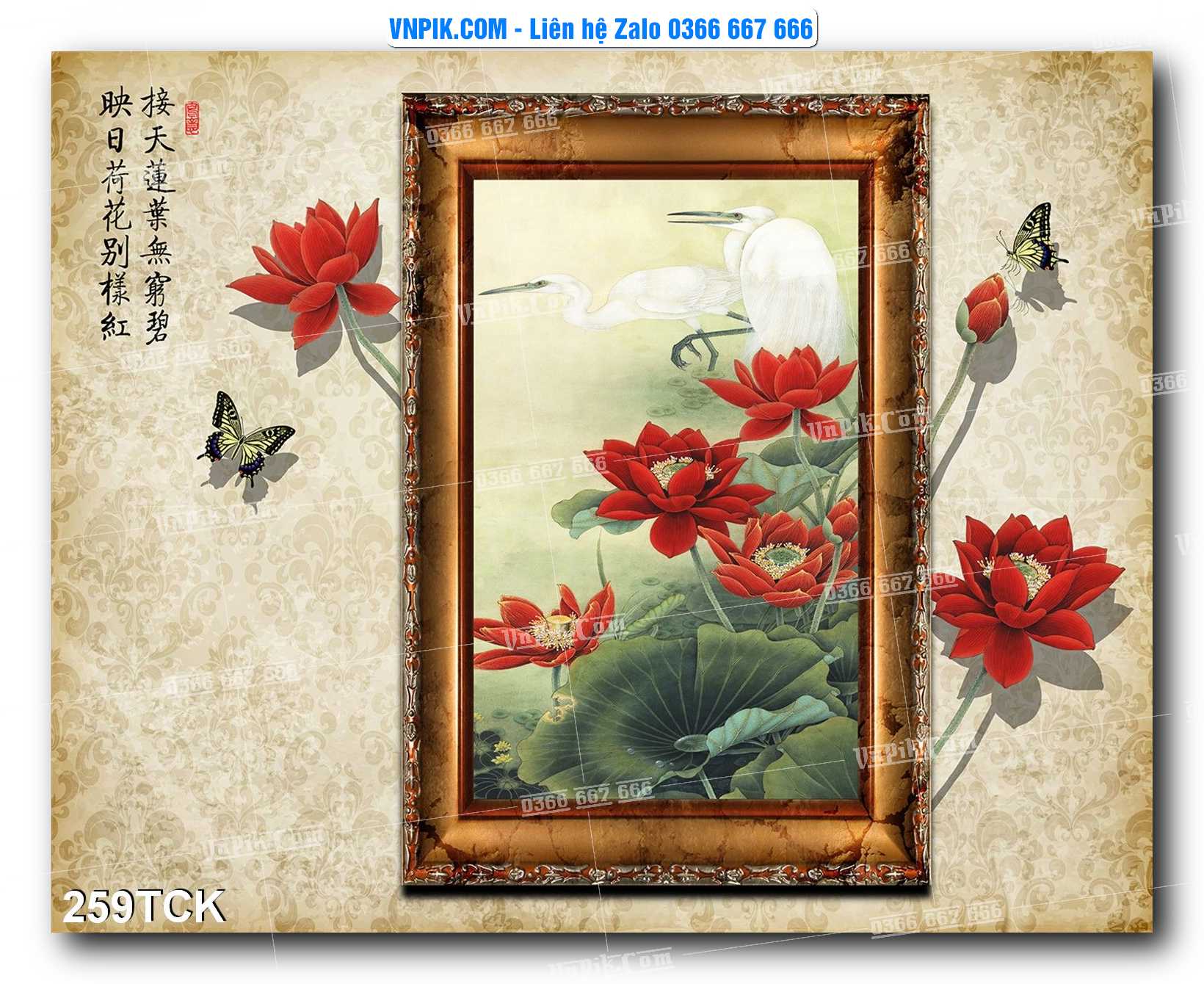 Tranh Hoa Sen – Cá Koi – Cá Chép  259TCK