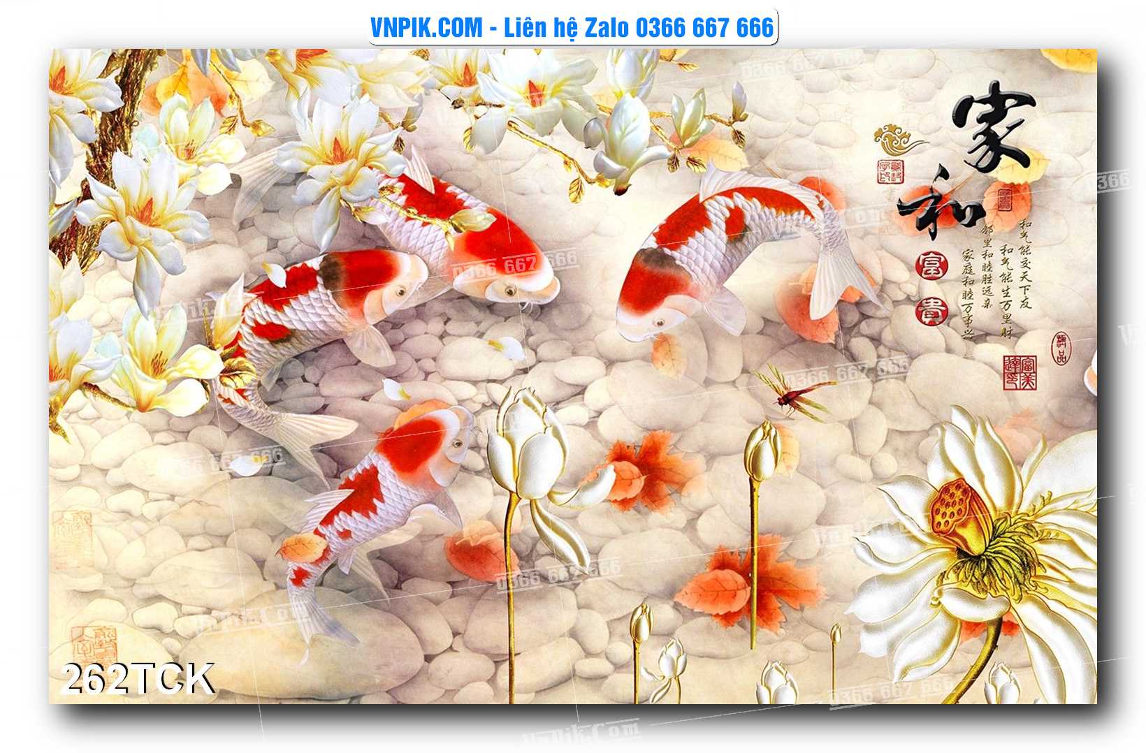 Tranh Hoa Sen – Cá Koi – Cá Chép  262TCK