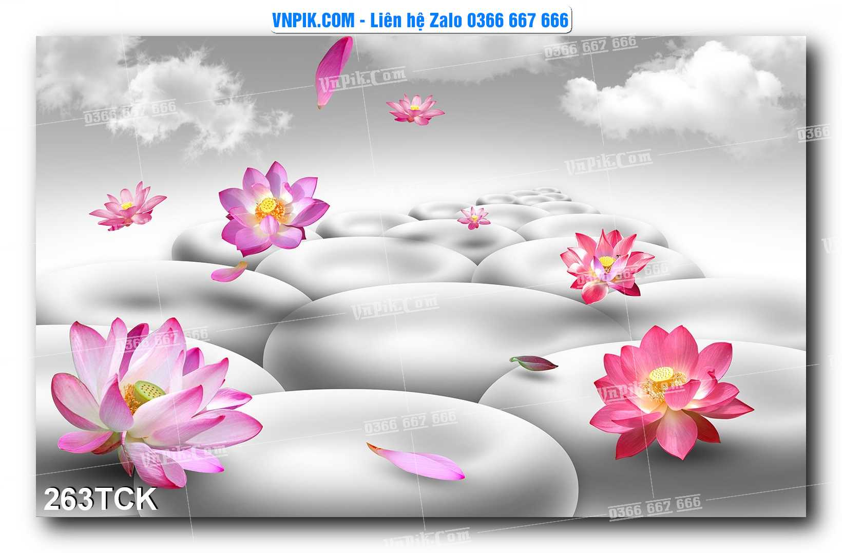 Tranh Hoa Sen – Cá Koi – Cá Chép  263TCK