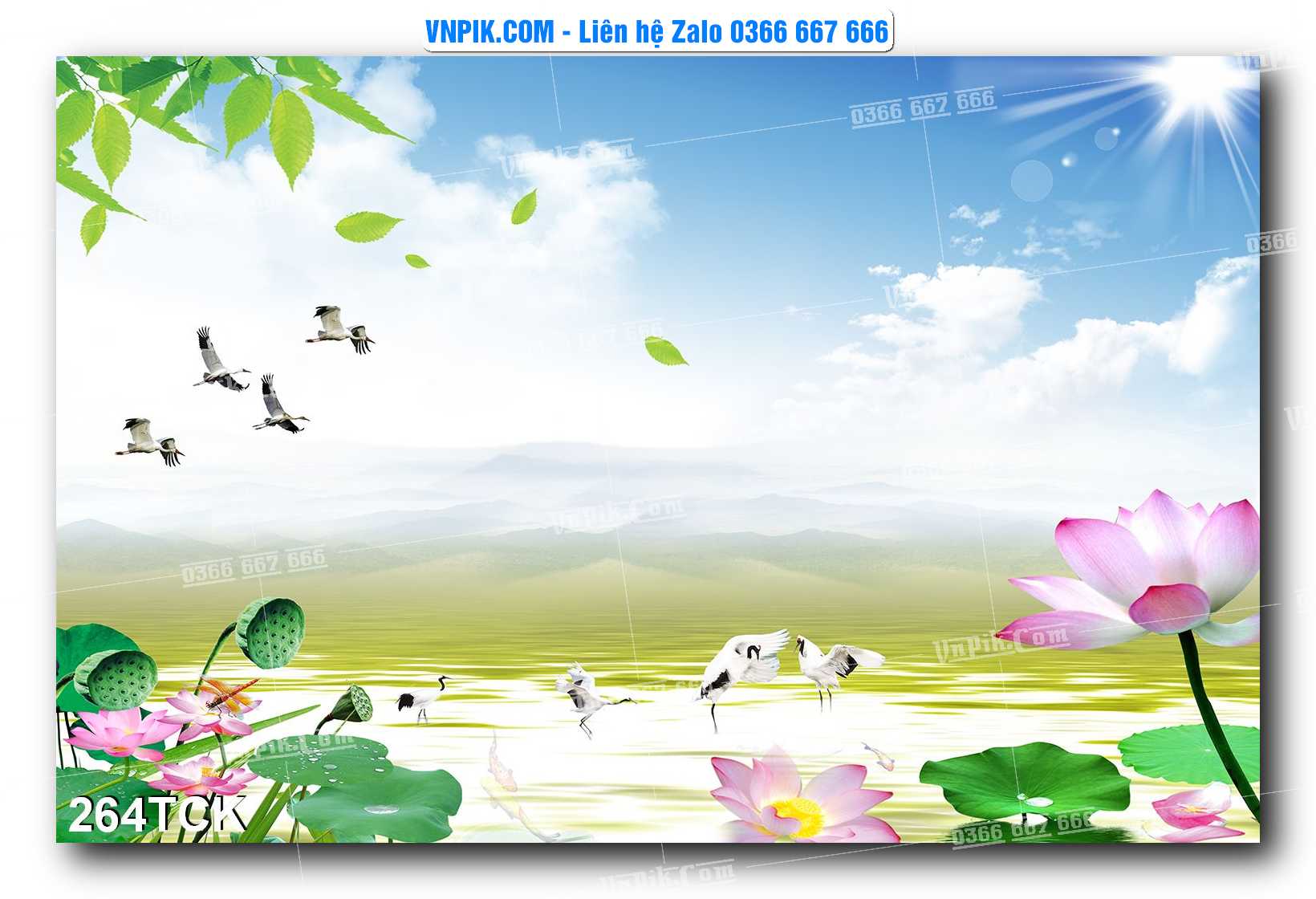 Tranh Hoa Sen – Cá Koi – Cá Chép  264TCK